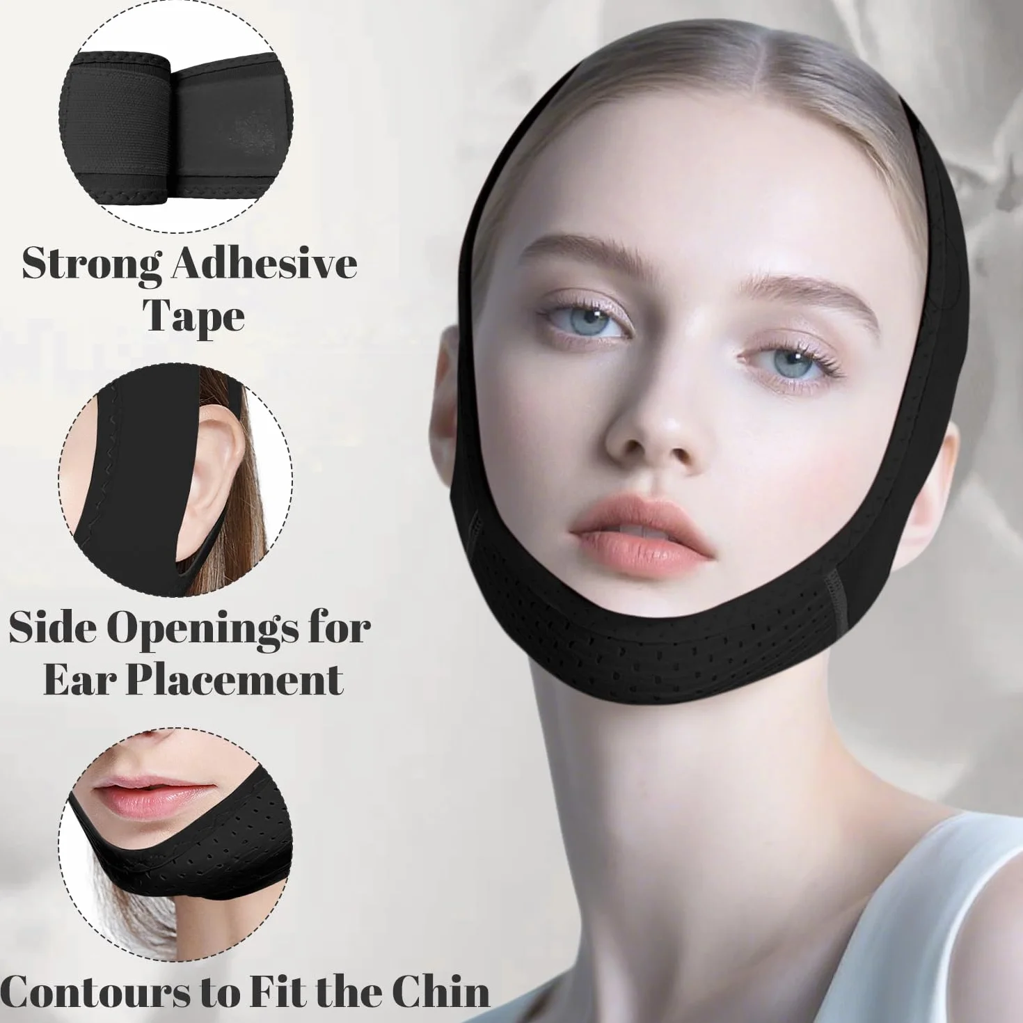 Mascarilla de mentón reductor de papada adelgazante facial en forma de V correa ajustable para dormir esculpir mandíbula reafirmar piel negro