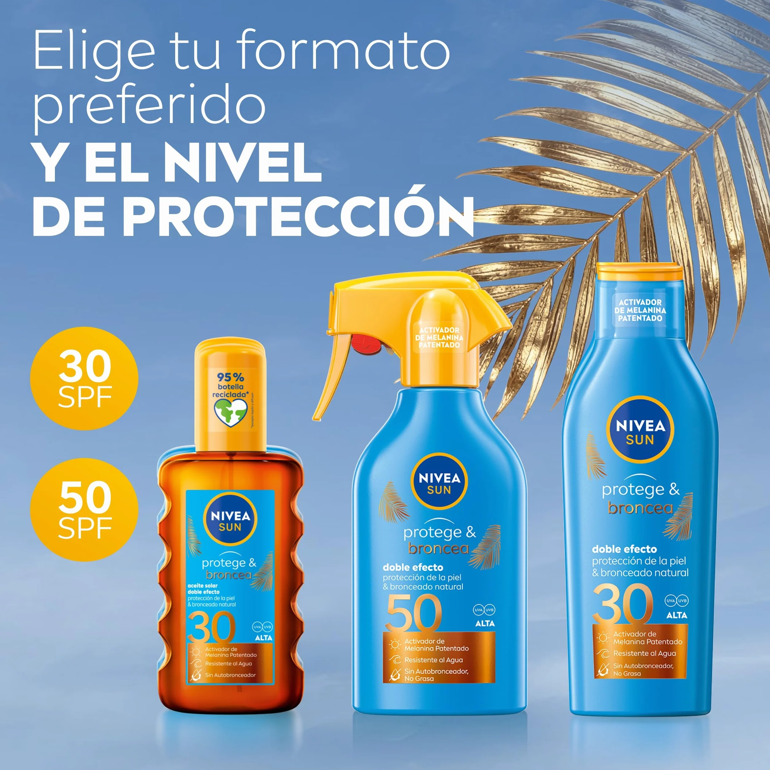 NIVEA SUN Protege & Broncea Spray Solar FP50 Protector Solar Corporal 270 ml