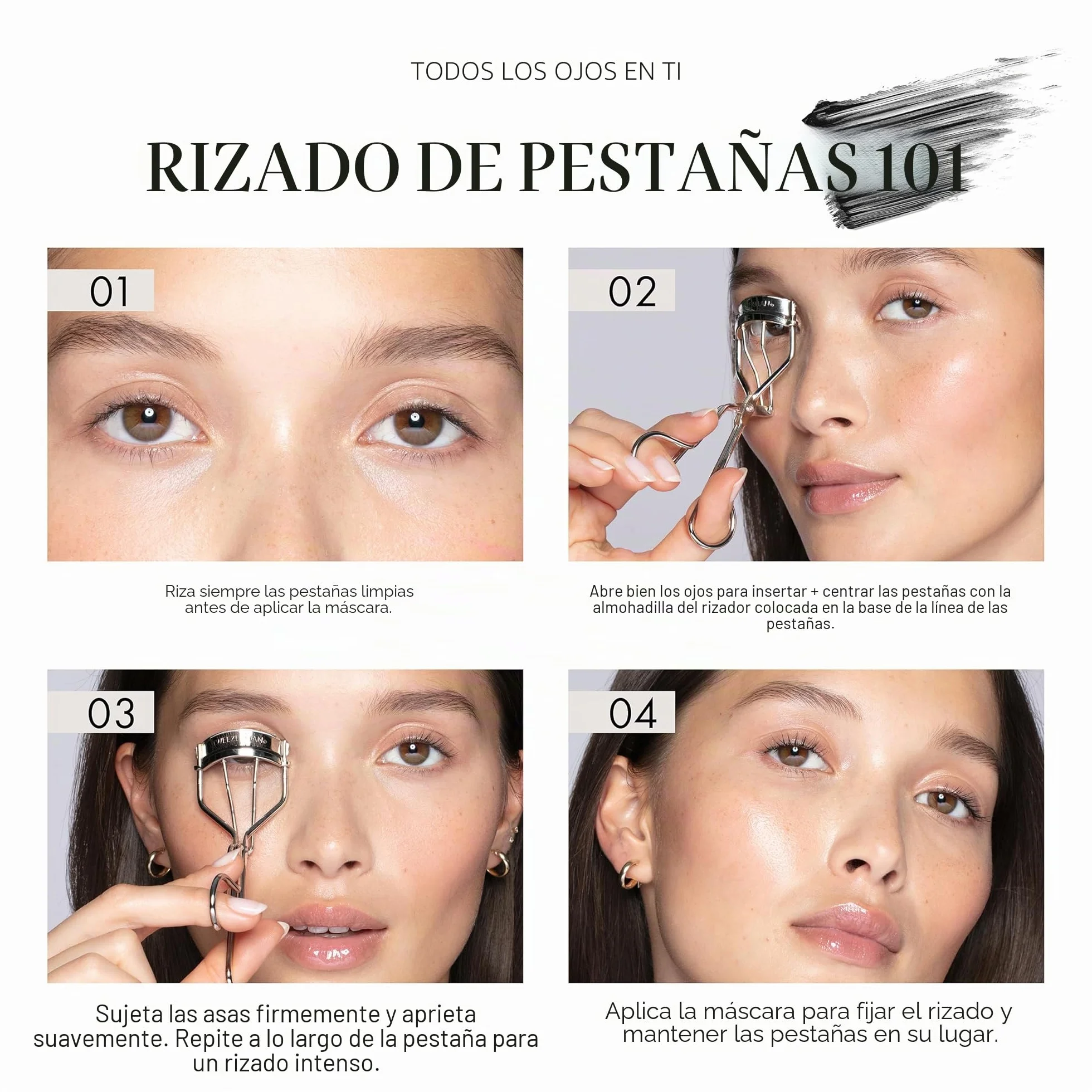 TWEEZERMAN Rizadores de pestañas ProCurl & ProMaster (para ojos redondos y almendrados, con 3 almohadillas de repuesto, acero inoxidable)