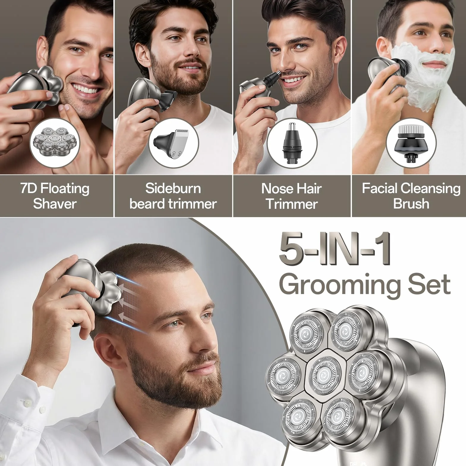 Maquinilla de afeitar eléctrica para hombres, afeitadora de cabello corporal y cabeza para hombres