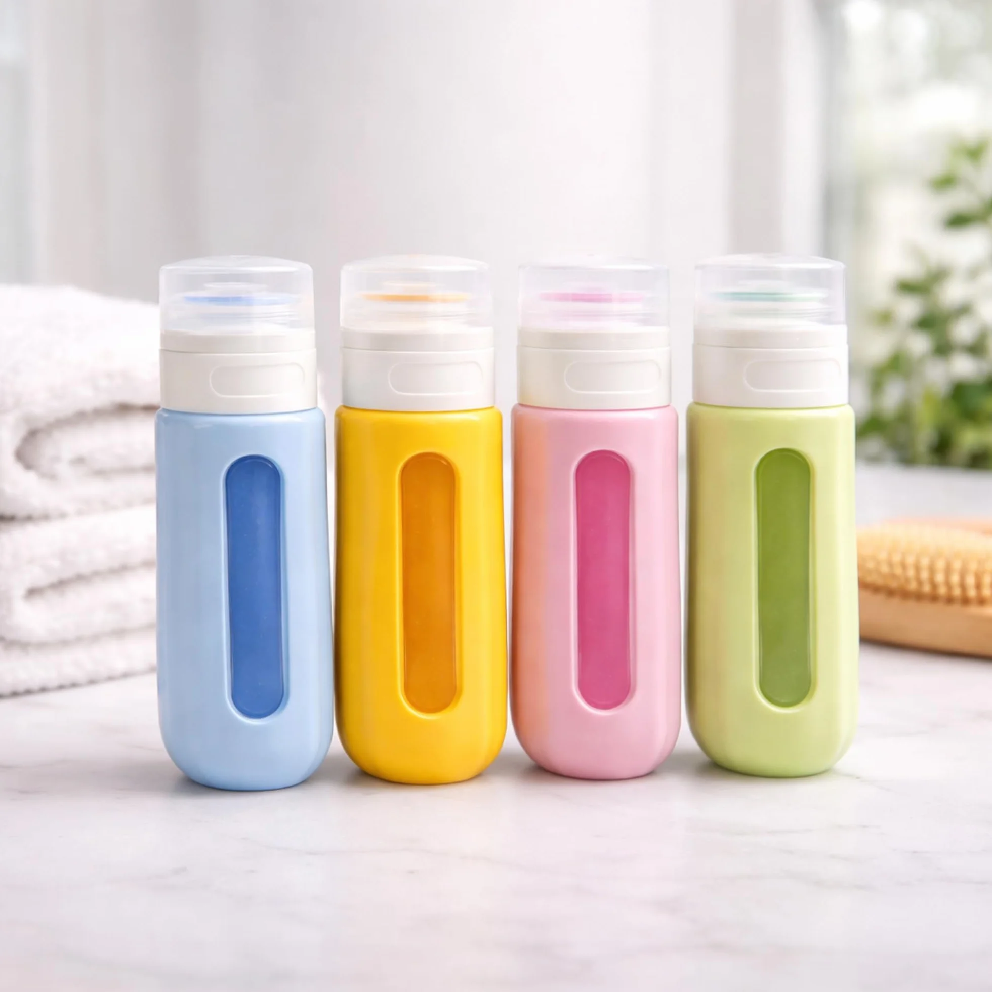 Kit de viaje Botellas rellenables de silicona suave 90ml 30ml 4 unidades resistentes sin fugas