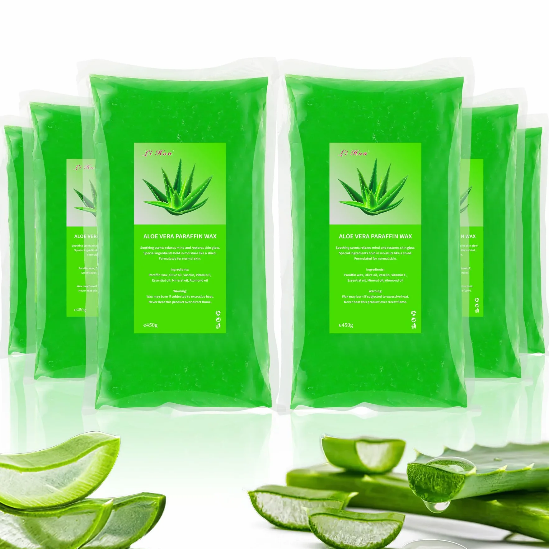 6 paquetes de cera de parafina de 2700 g, relleno de Aloe Vera para baños de parafina manos y pies, alivia la fatiga muscular, hidrata y nutre