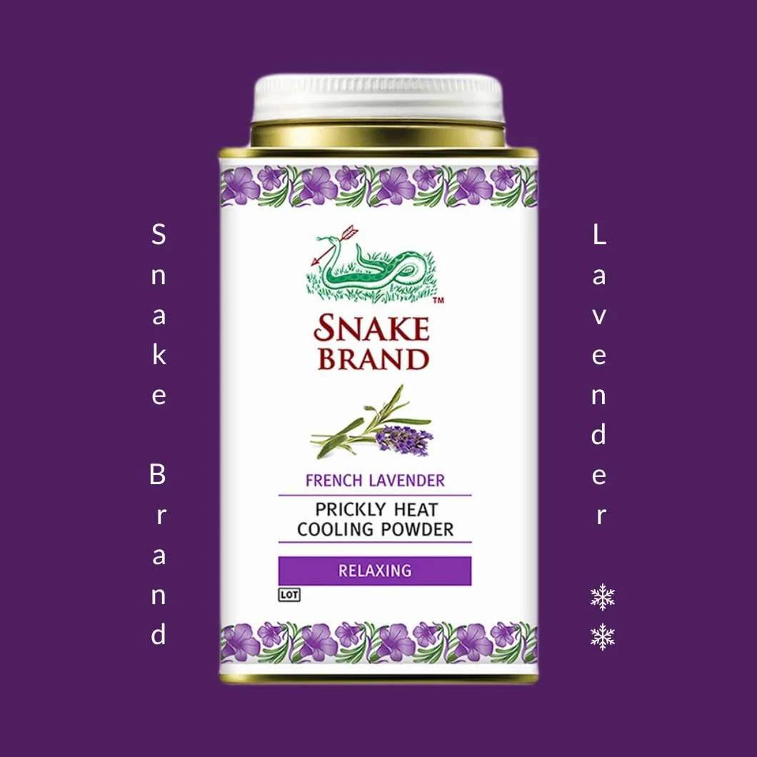 Polvo corporal de enfriamiento con calor espinoso SNAKE BRAND 140 g lavanda relajante paquete de 2