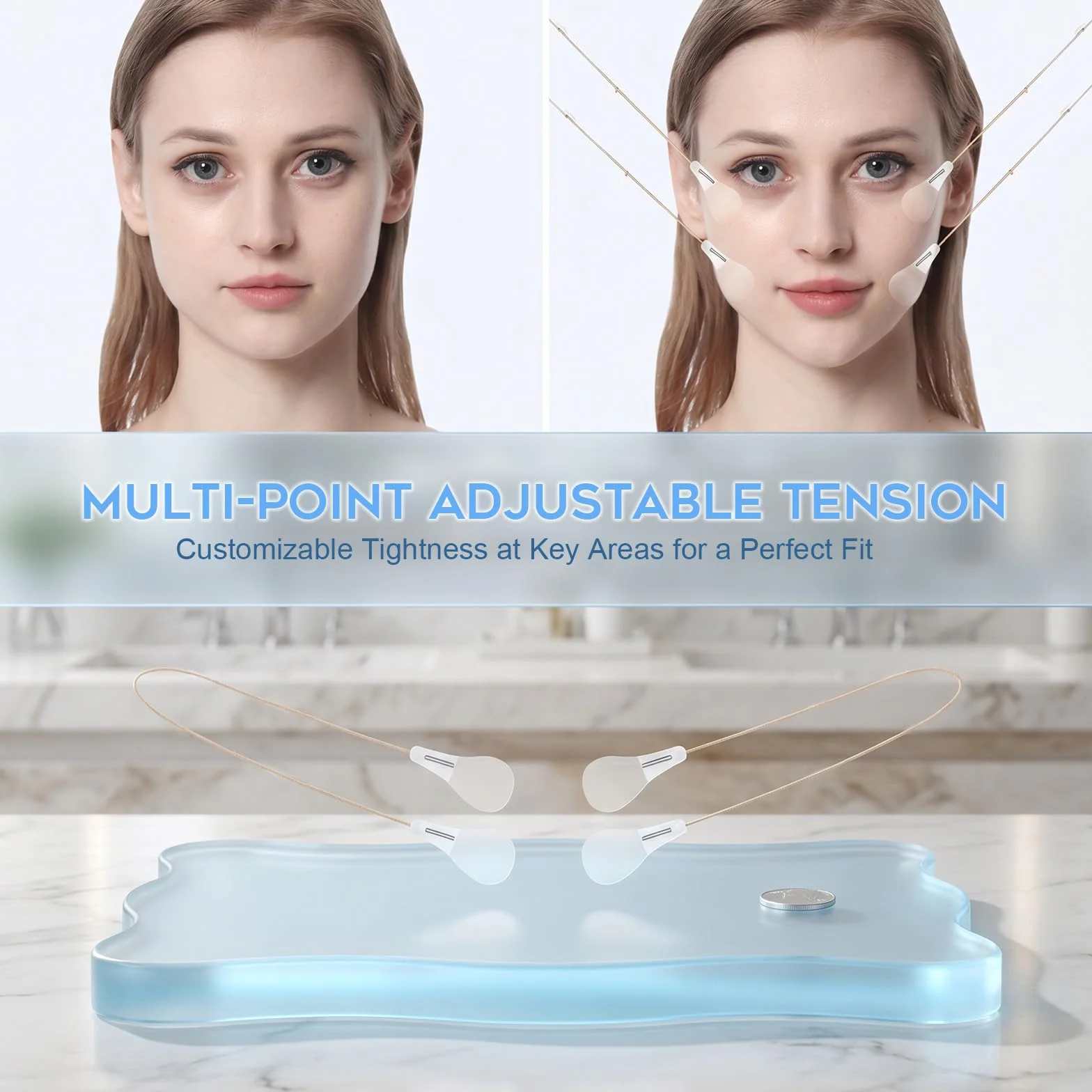 Cinta Lifting Facial Invisible 80 Piezas Parches Cuello Bandas Ajustables