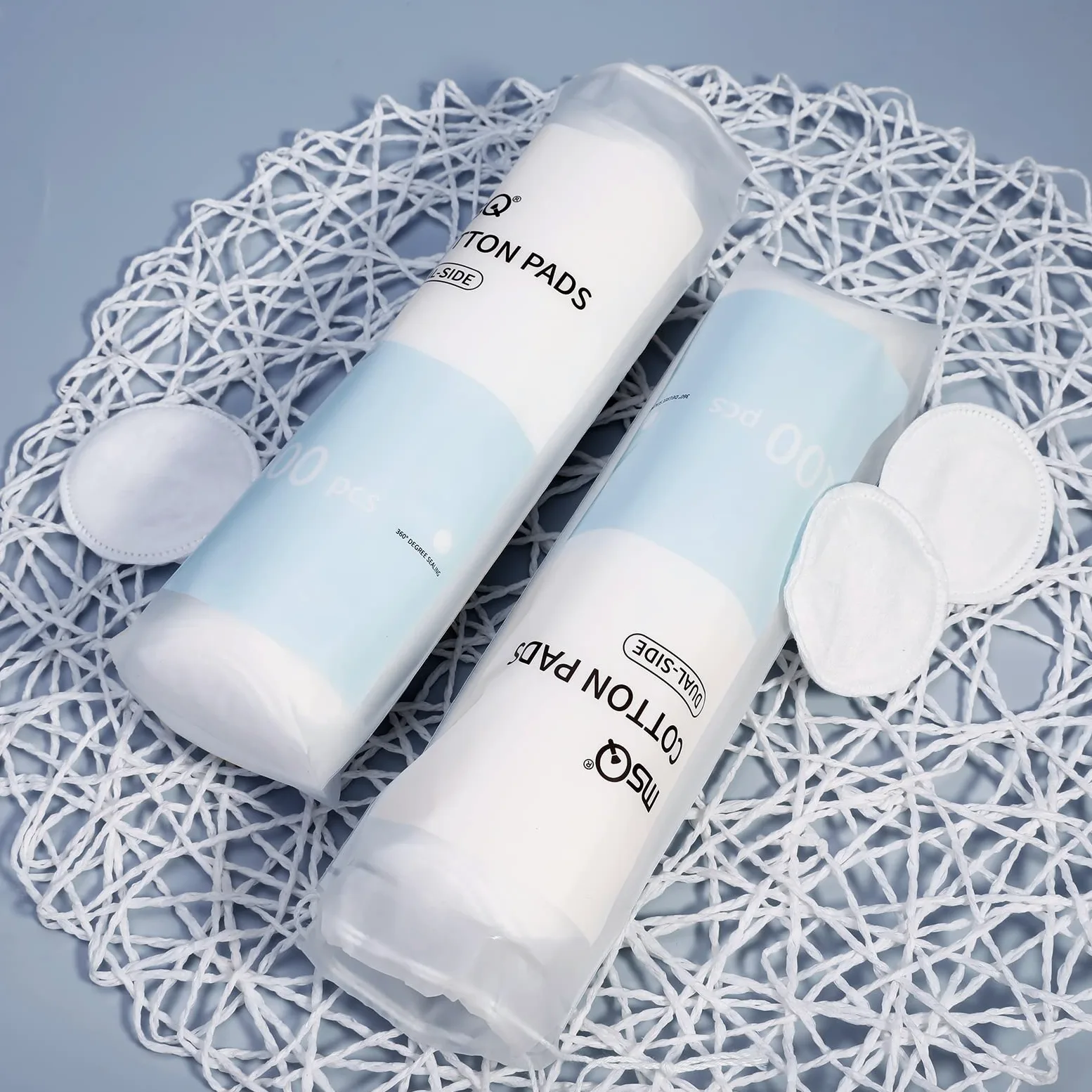 MSQ 500 almohadillas de algodón de algodón embalaje biodegradable | perfectas para el cuidado diario de la belleza de algodón hipoalergénicas
