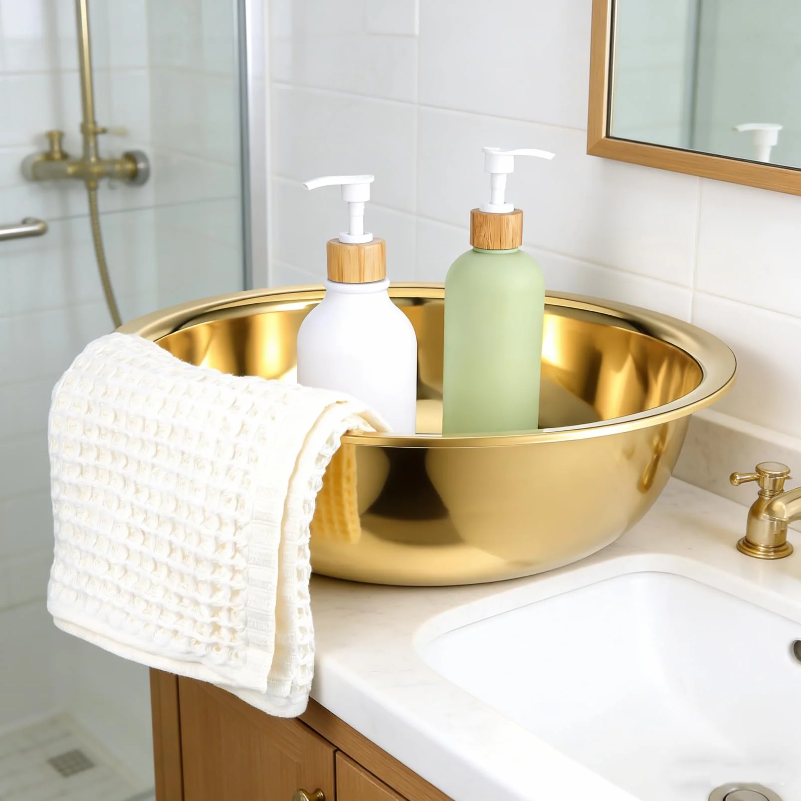 Tofficu Lavabo Multifuncional De Acero Inoxidable 38 Cm Grueso Resistente Para Verduras y Pies Uso Doméstico y Viajes Cuenco Sin Decoración De Alegría