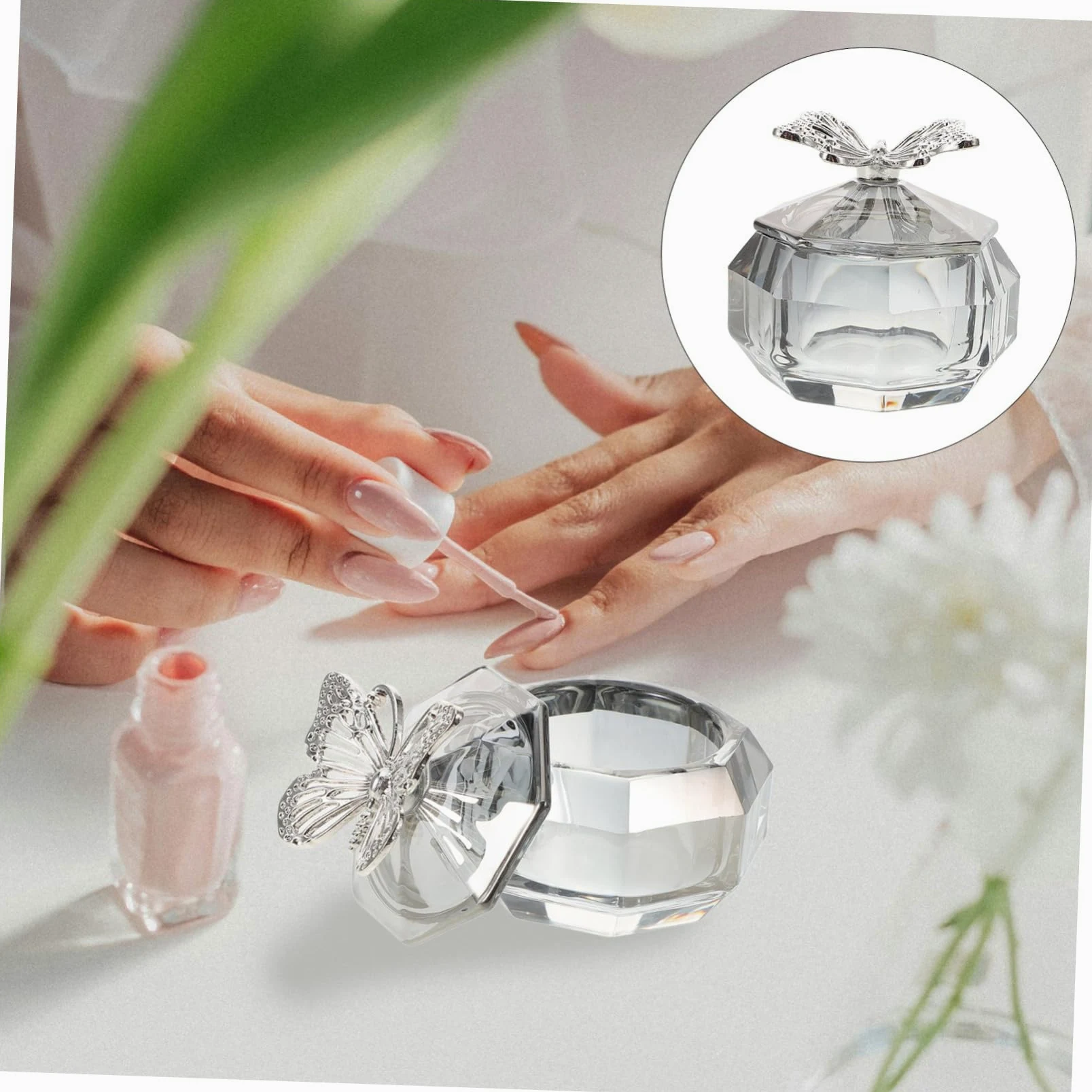 minkissy 5 Piezas Copa de Taza de de cristal Taza de manicura de cristal herramientas de manicura decoración de plato decorativo para con tapas vaso de vidrio para