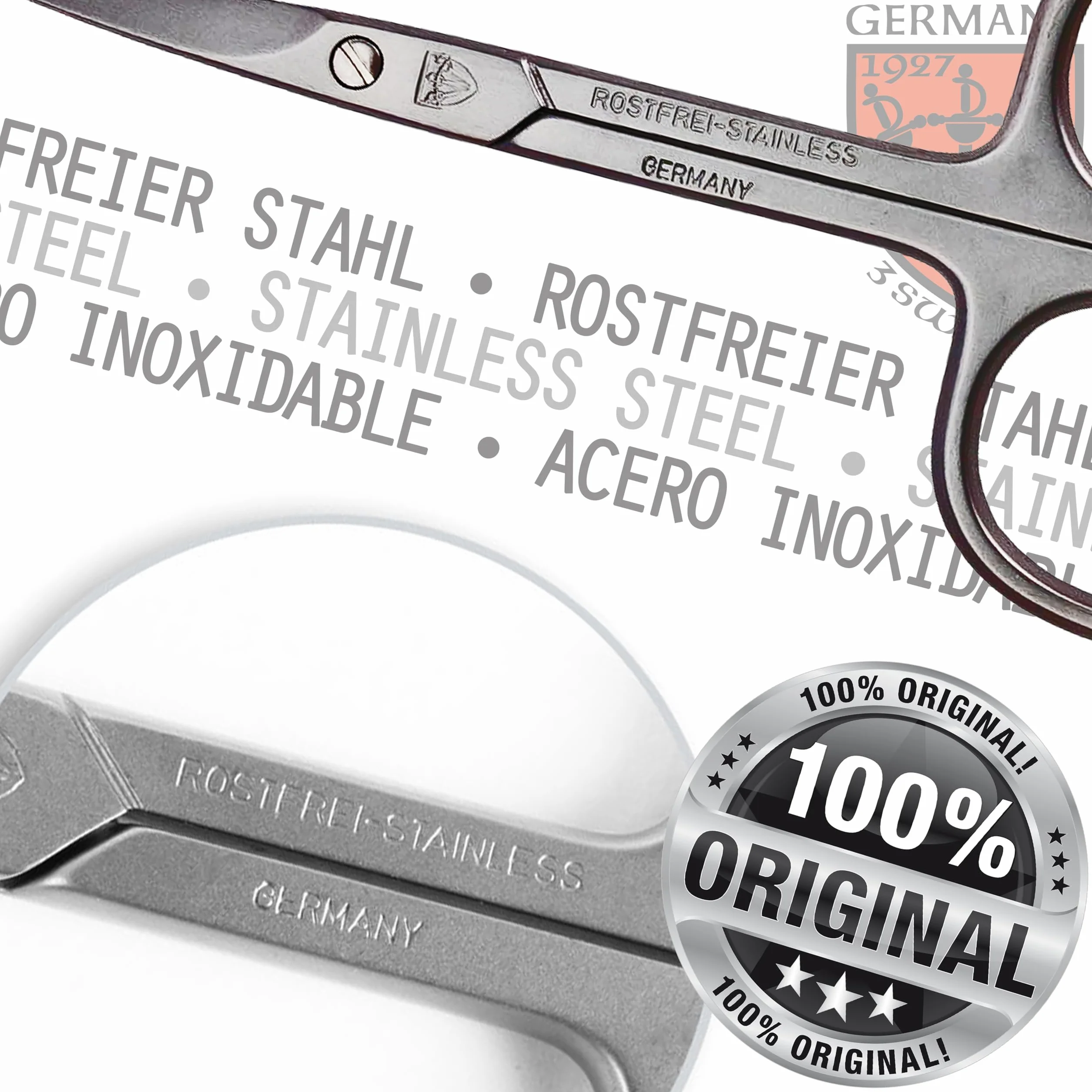 3 Swords Germany Tijeras rectas para cutículas de acero inoxidable inox (1 unidad) con estuche para manicura y pedicura - Cuidado de uñas por 3 Swords - Fabricado en Alemania
