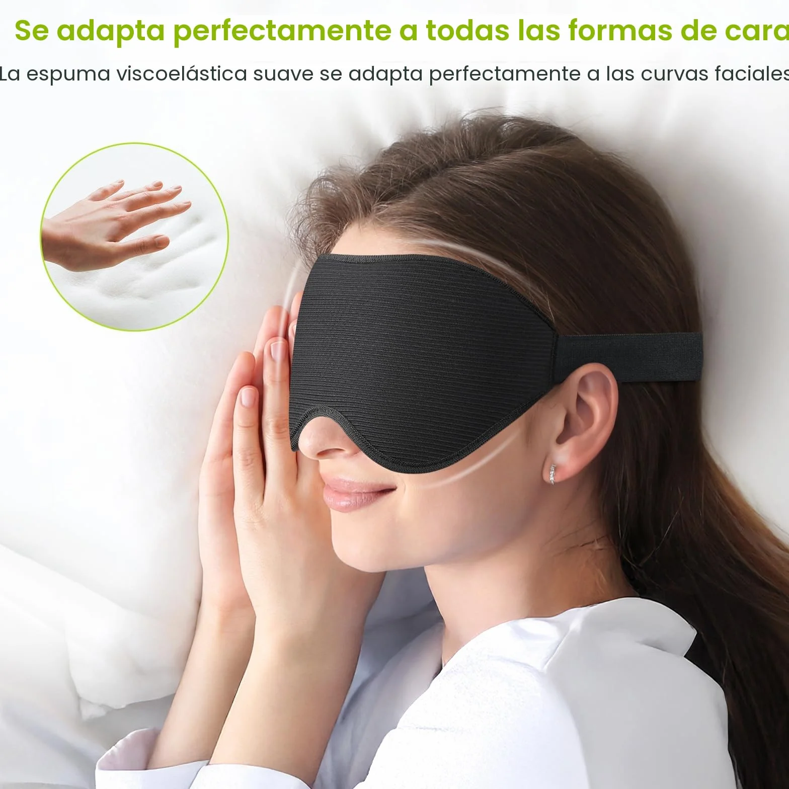 Antifaz para Dormir 3D Presión Cero Anti-Luz Suave Transpirable para Mujeres y Hombres