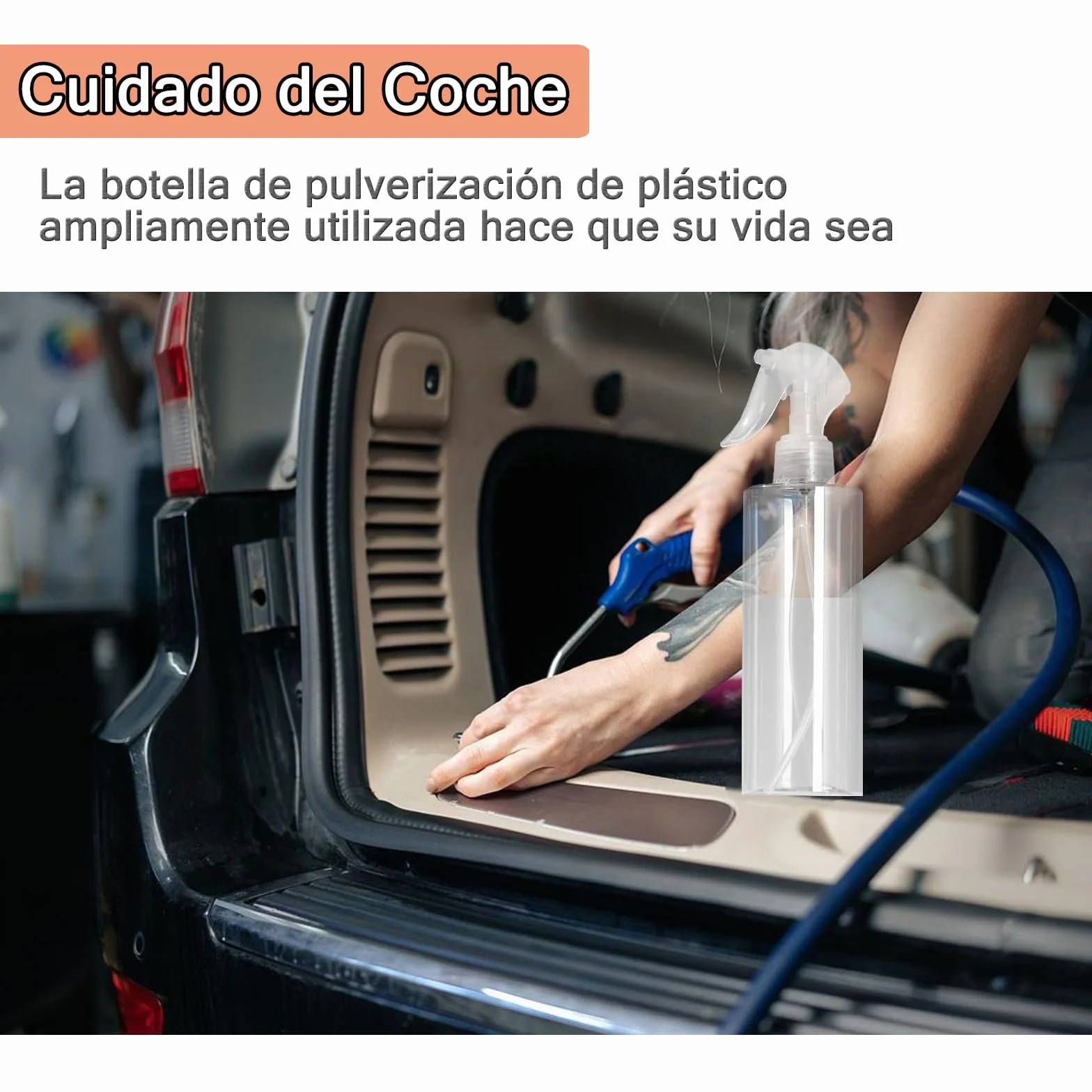 Paquete de 3 Botellas Spray Plásticas 300ml, Botella Pulverizadora de Niebla Fina Reutilizable