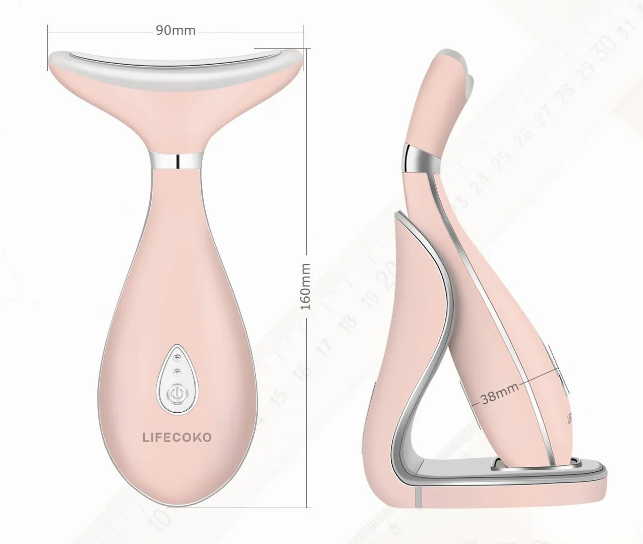 Masajeador facial eléctrico antiarrugas recargable por USB portátil (Rosa)