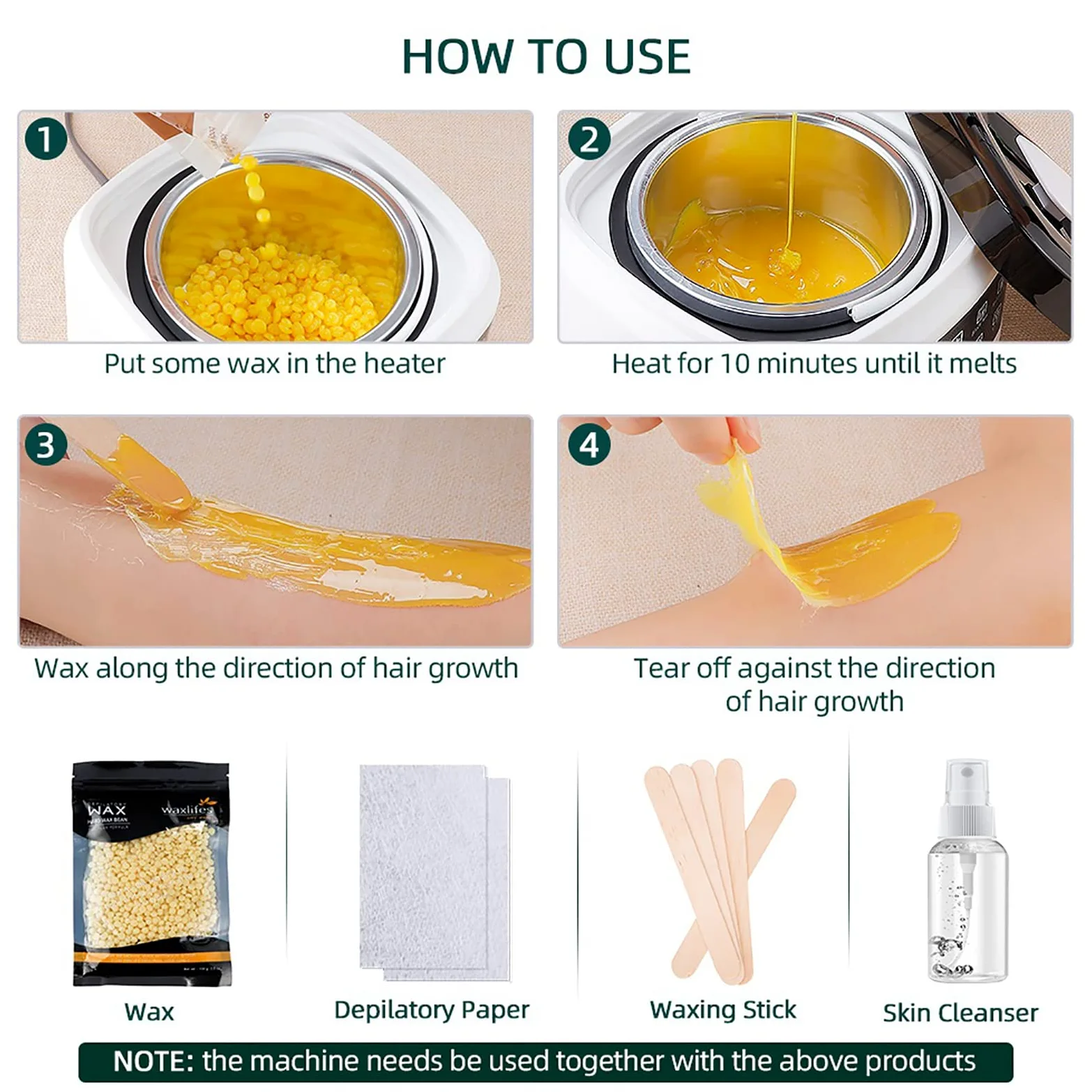 Máquina De Terapia De Cera, Máquina De Fusión De Cera De Frijol De Cera Depilatoria Inteligente De 500 ML, 10 Minutos para Derretir La Cera Rápidamente, Adecuada para Todo Tipo De Cera