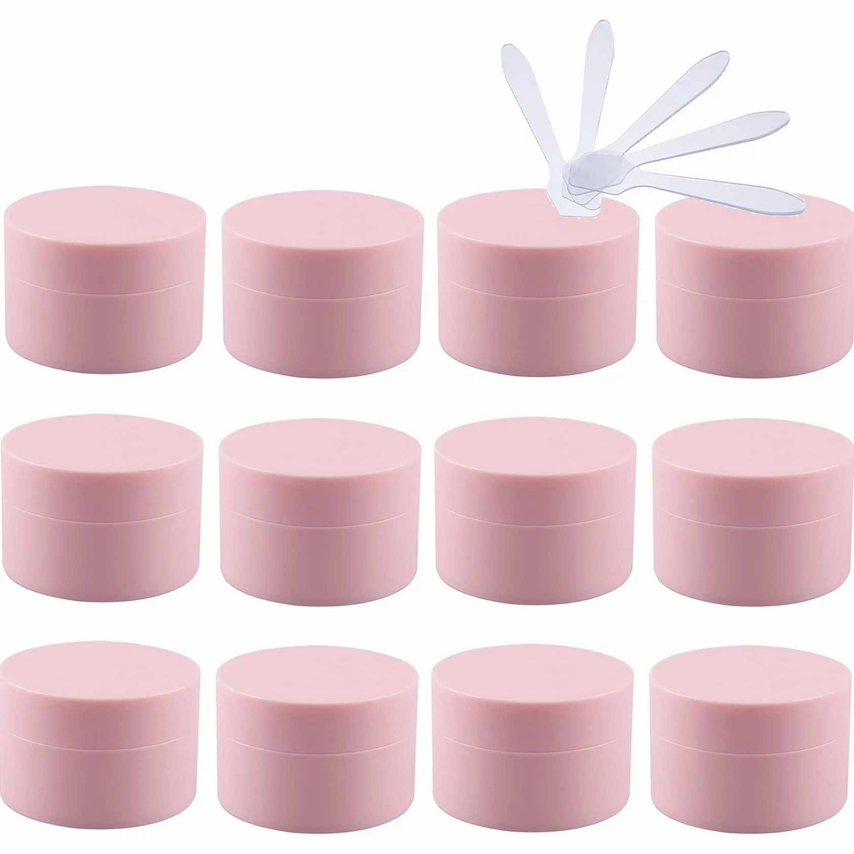 48 Pieza Rosa Mate Tarro de Cosmética de Plástico 50 g Envases Cosmética Plástico 50 ml con Tapa Botella de Crema Tanque para Productos Cosméticos Cremas Ungüento con 6x Espátulas