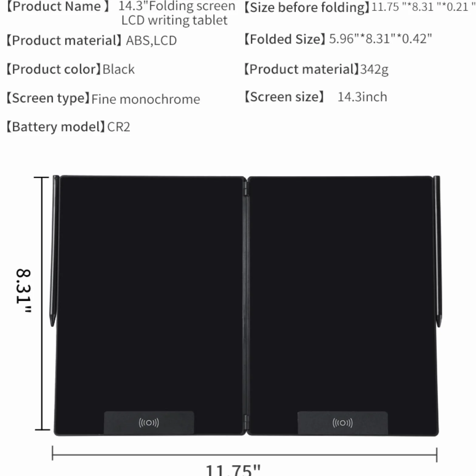 EMEBAY Tableta de escritura LCD 14,3 pulgadas plegable bloc de notas digital