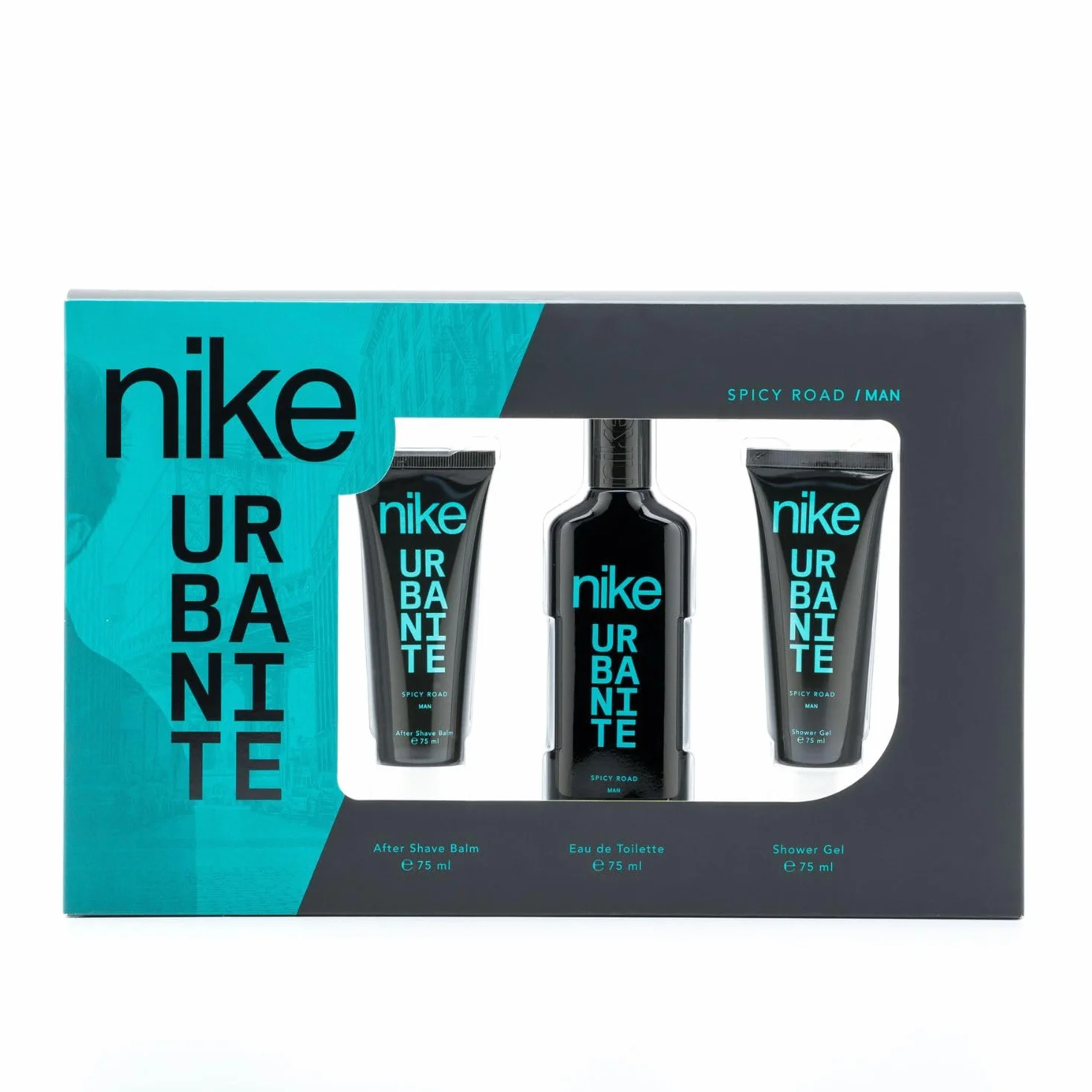 NIKE Spicy Road Estuche de Regalo Hombre Colonia 75ml + Gel de Baño 75ml + After Shave 75ml Eau de Toilette Natural