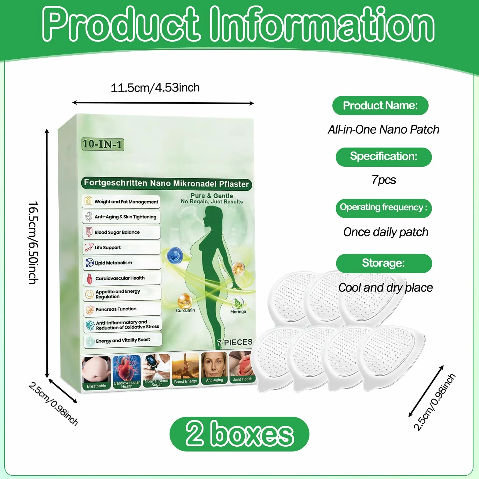 Parches Adelgazantes Moringa Berberina 10 en 1 con Nano Microagujas, Metabalance Patch Natural Hombre Mujer