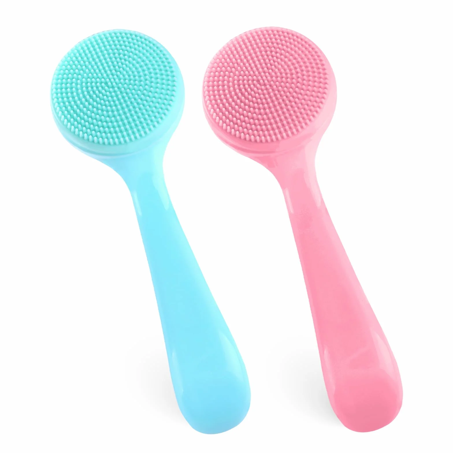 Paquete De 2 Cepillos Limpieza Facial Manual Silicona Limpiador Exfoliante Para Todo Tipo Piel