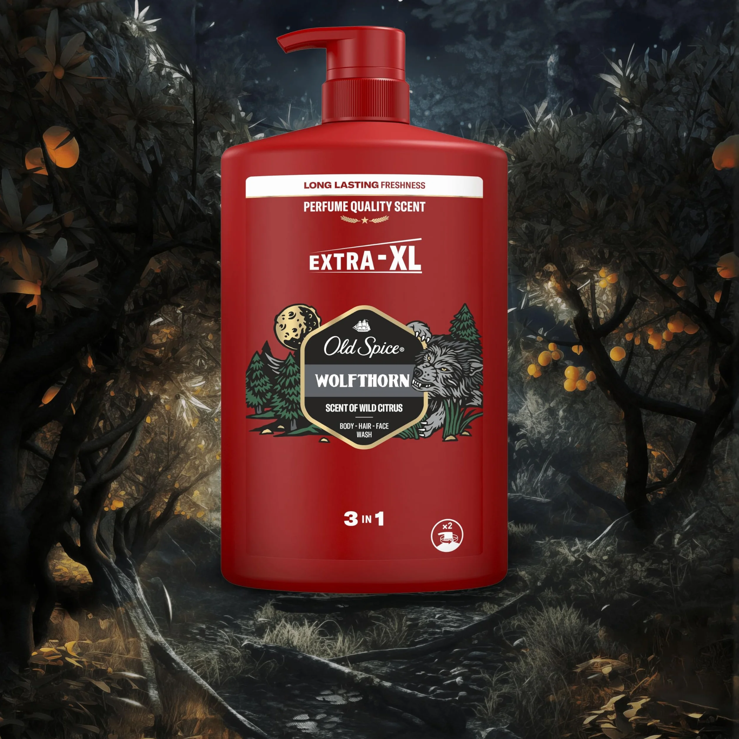 Old Spice Wolfthorn Gel De Ducha Y Champú Para Hombres 2x1000ml 3 En 1