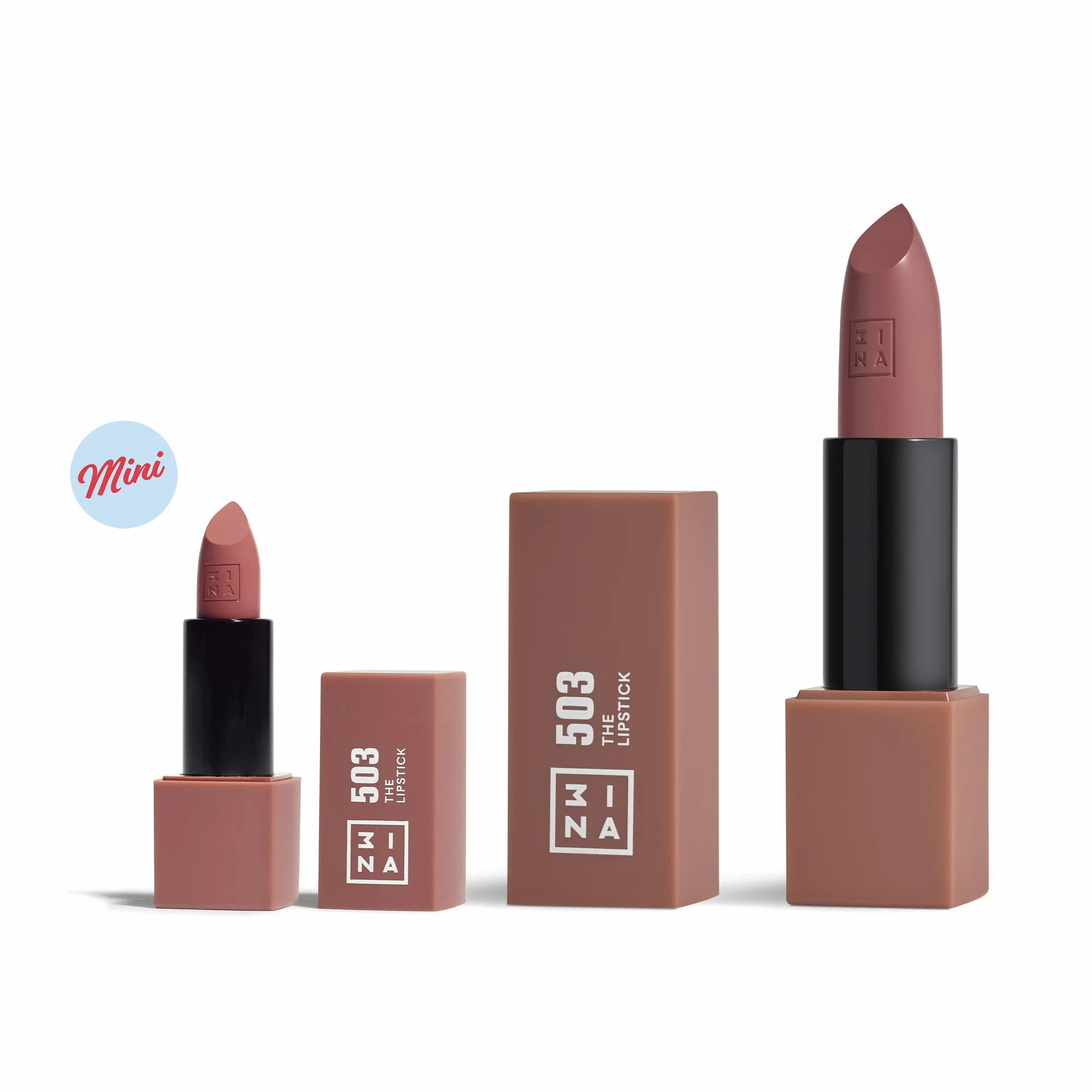 3INA MAKEUP The Lipstick 503 (mini) Nude Rosetto Formato Viaggio Rossetti Matte Vitamina E Burro di Karite Alta Pigmentazione Vaniglia Vegan