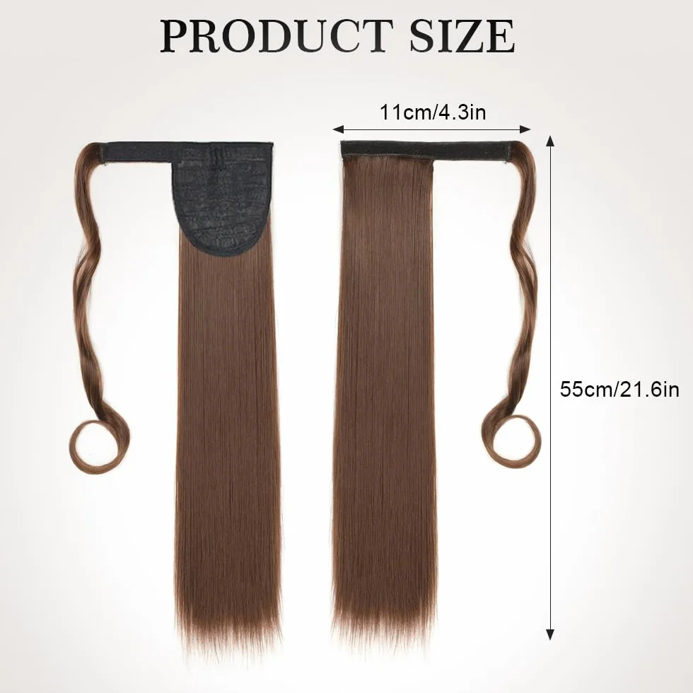 Cola de Caballo Extensiones 55 CM Pelo Natural Liso Postizo para Mujer Niña