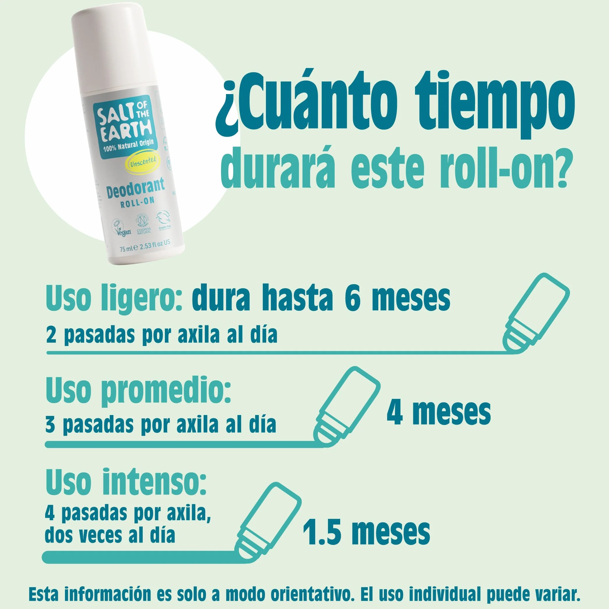 Salt of the Earth Desodorante Natural Roll On Sin Fragancia 75ml Vegano