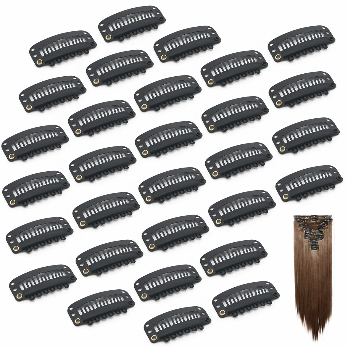 Dreamlover Clips de Pelucas Pinzas para Extensiones de Pelo Negro 30 Piezas