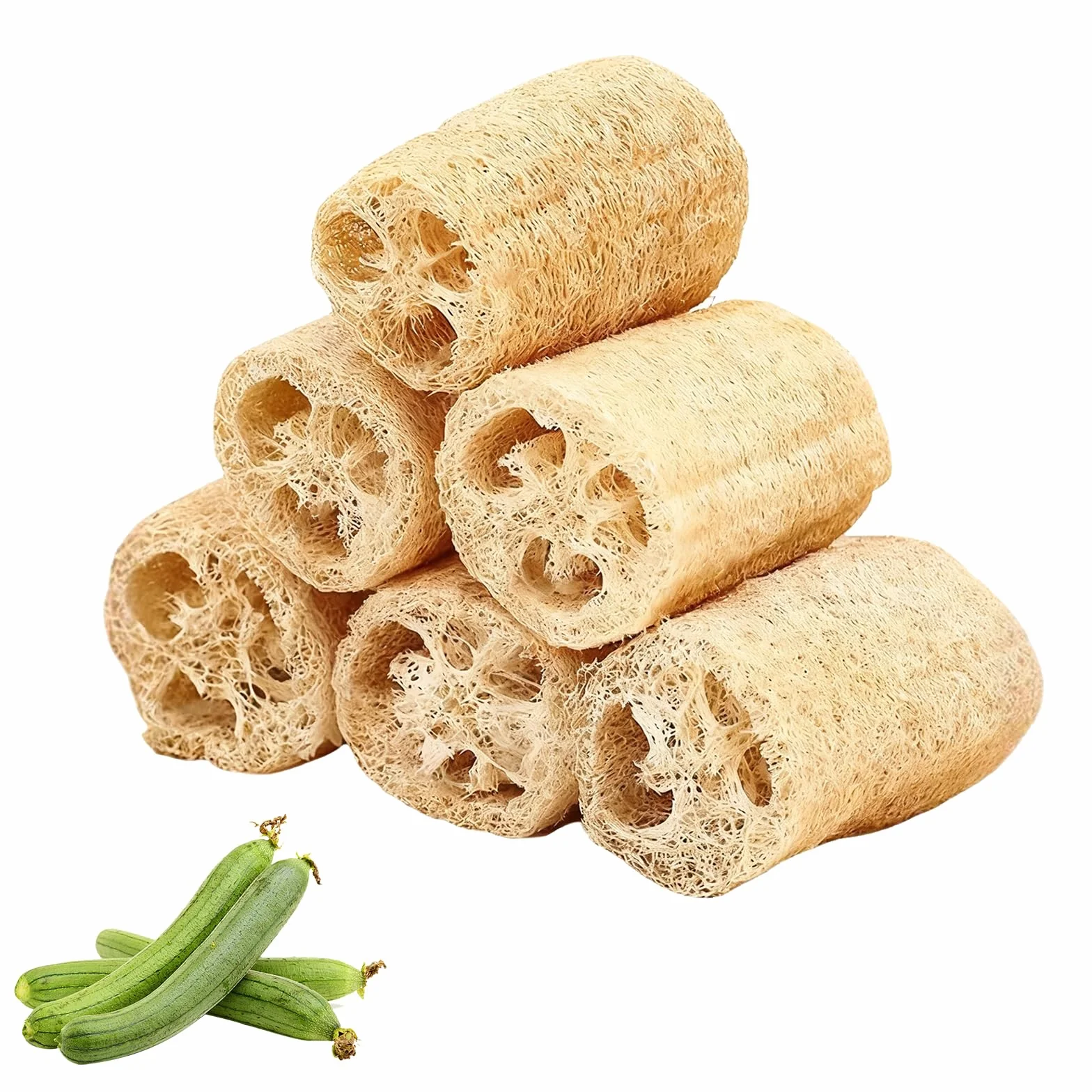 Esponja Natural de Luffa 10cm, Exfoliante Estropajo Ecologico, 6 Piezas para Baño y Ducha