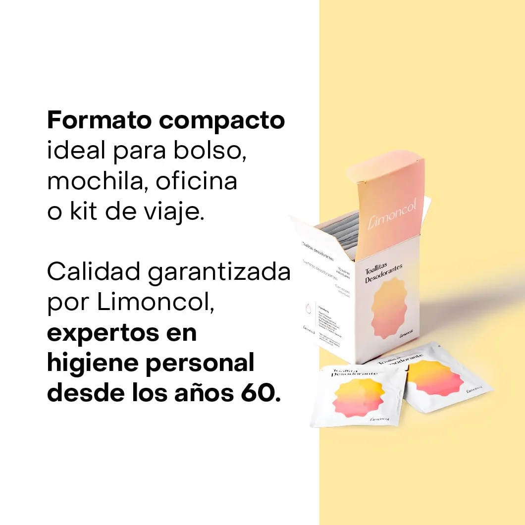 Toallitas Desodorantes Corporales Individuales 10 Unidades, Frescor sin Agua, Tejido Suave Spunlace