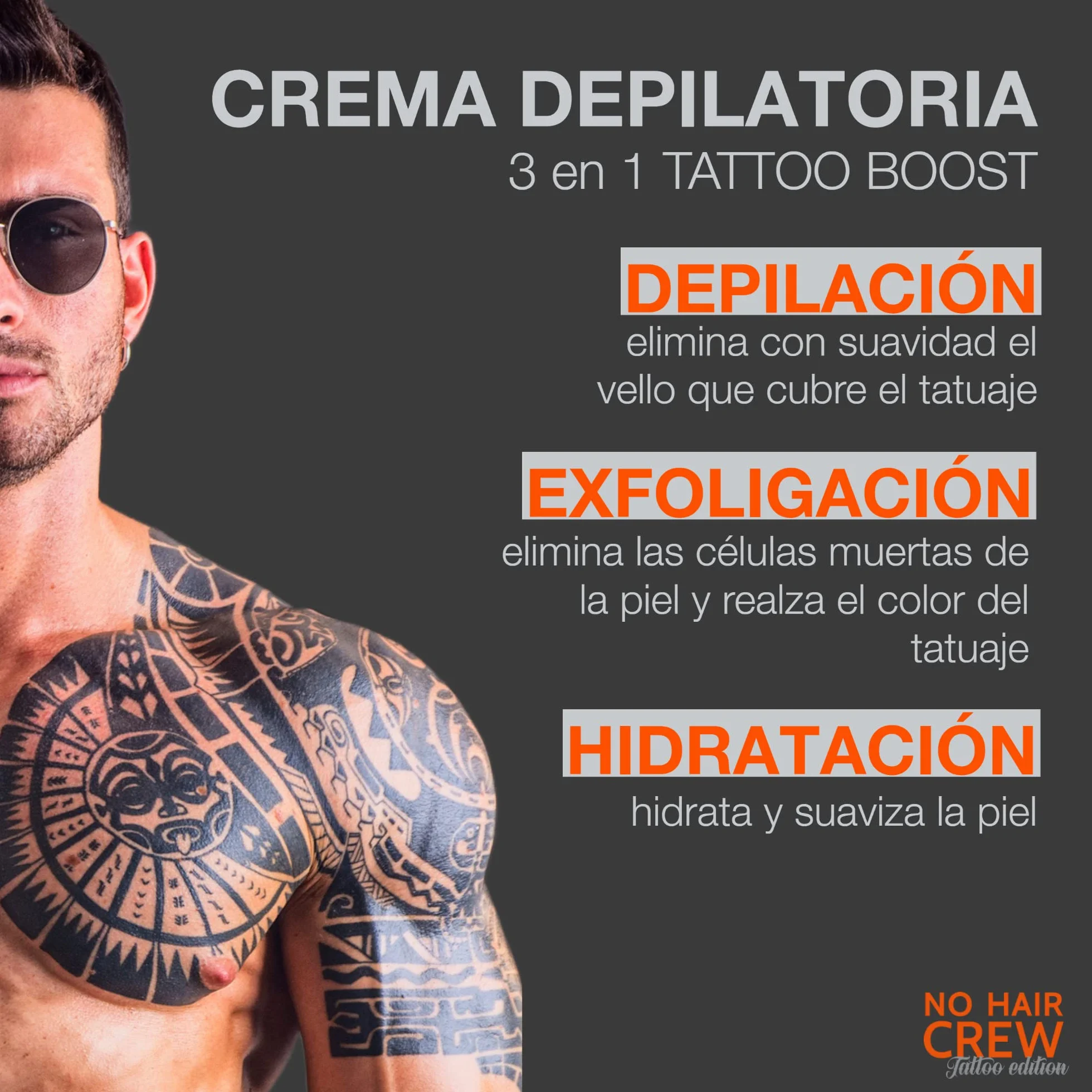 NO HAIR CREW Tattoo Edition Crema Depilatoria para Piel Tatuada 150 ml