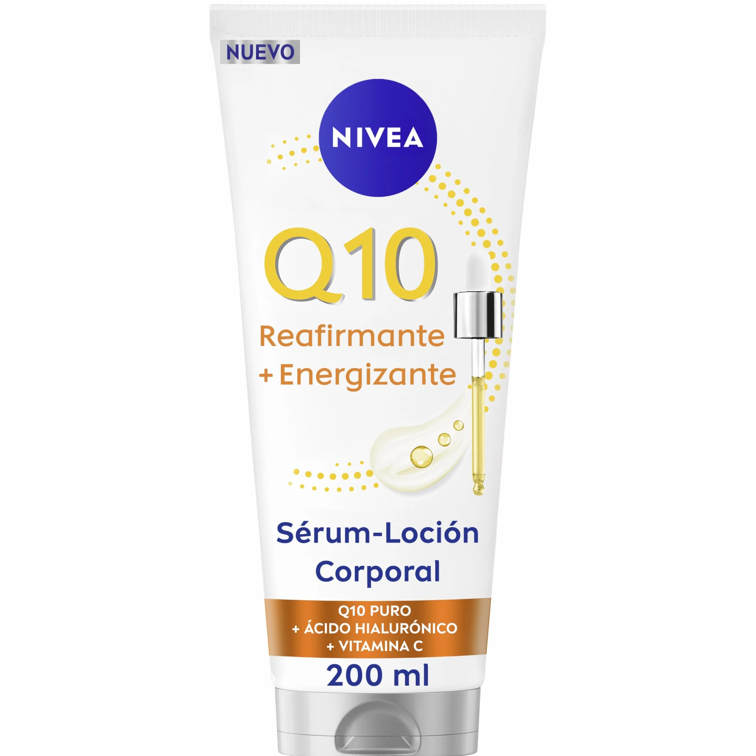 NIVEA Q10 Sérum Loción Corporal Reafirmante + Energizante 200 ml Crema Hidratante 72h con Vitamina C y Ácido Hialurónico
