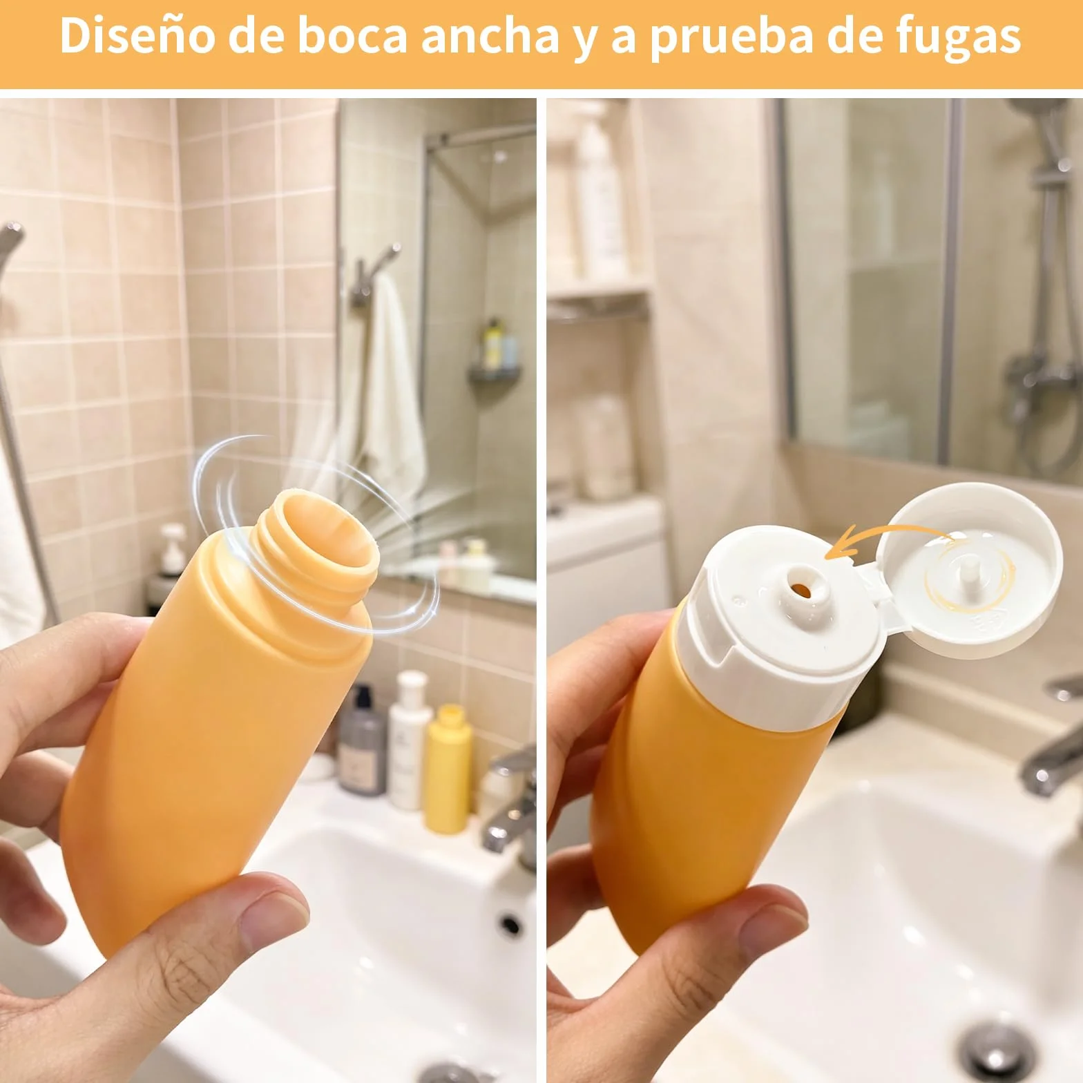Botellas de Viaje Silicona 4 Pack - Botes Rellenables Sin BPA para Champú y Lociones