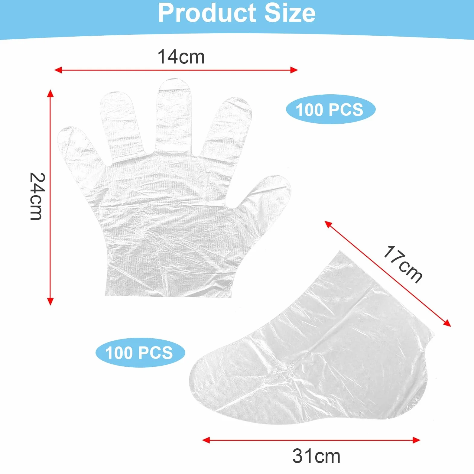 Forros de Cera de Parafina Desechables para Manos y Pies, Bolsas de Plástico SPA, 200 Piezas