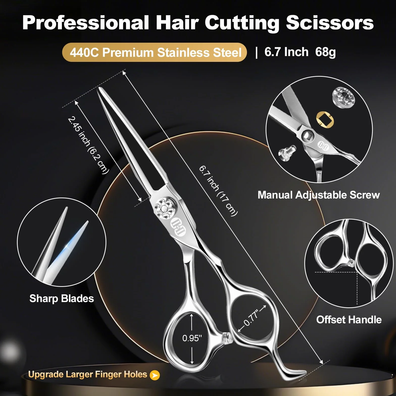 CIICII Tijeras Peluqueria Profesional 440C 6.7 Pulgadas Cortar Pelo