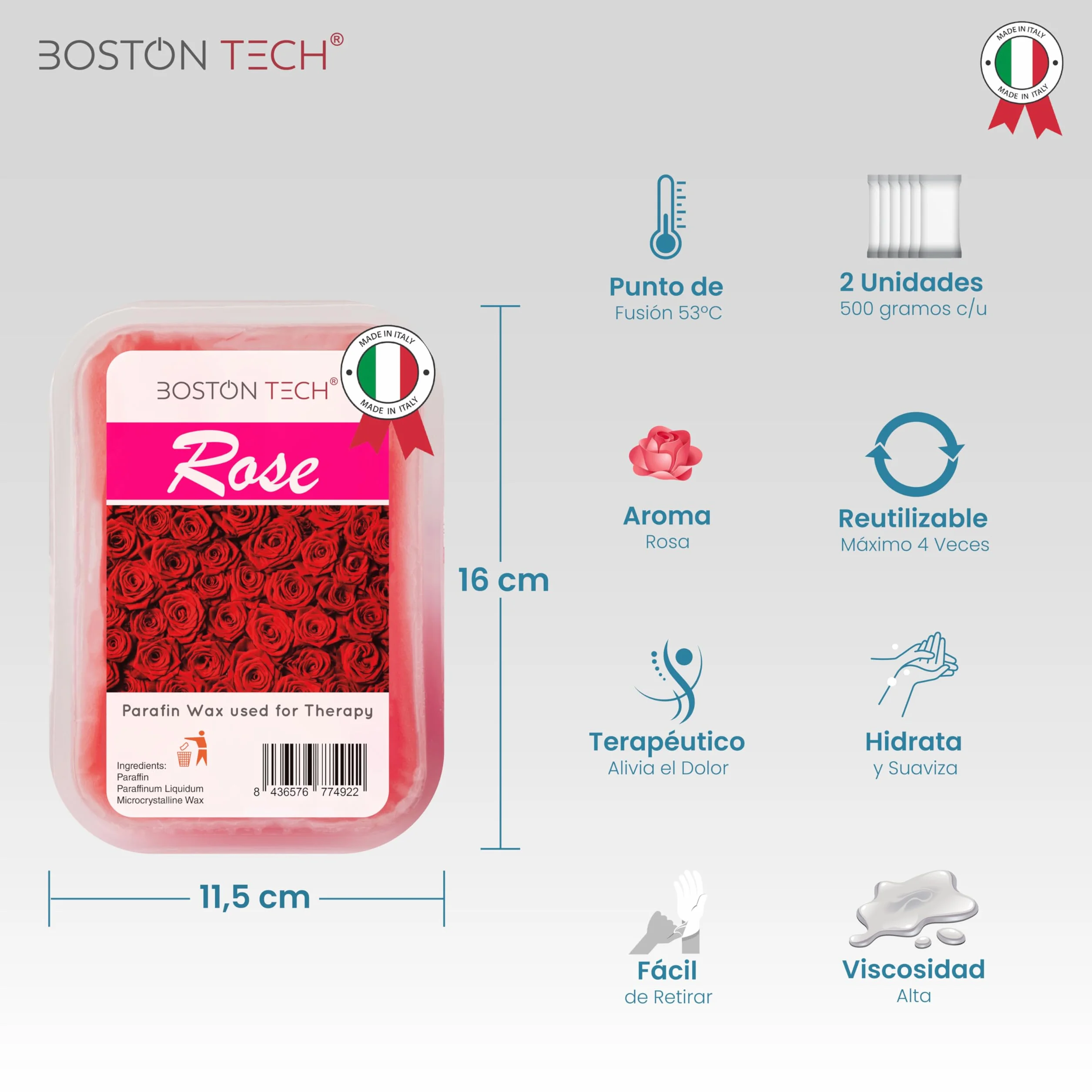 Boston Tech Parafina para Manos y Pies 2 bloques 450g Tratamiento Antioxidante Hidratante Profesional