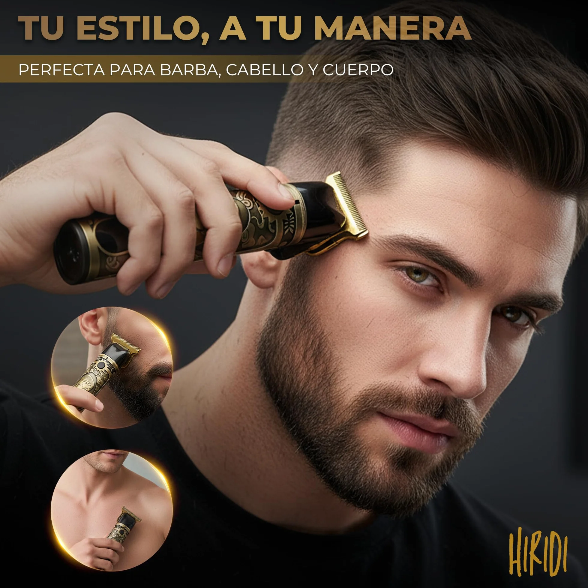 Maquina de Afeitar Electrica Hombre Inalambrica Cortapelos Recortadora Barba 3 Peines