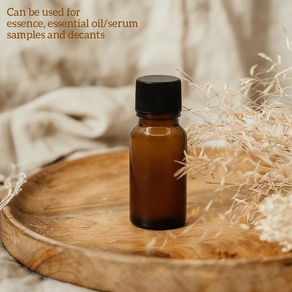 Frascos de vidrio ámbar vacíos 20 ml para aceites esenciales con reductor y tapas negras