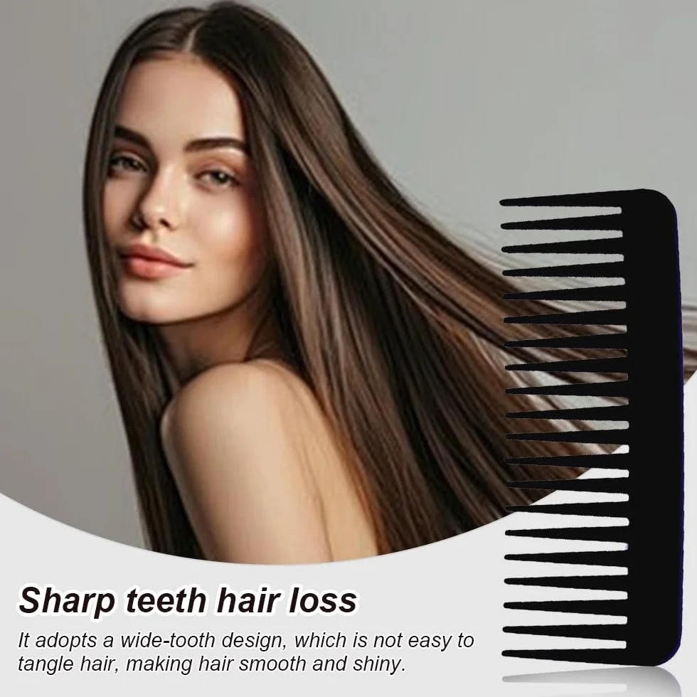 Peine de Dientes Anchos Grande para Desenredar Cabello Rizado Seco y Húmedo Negro