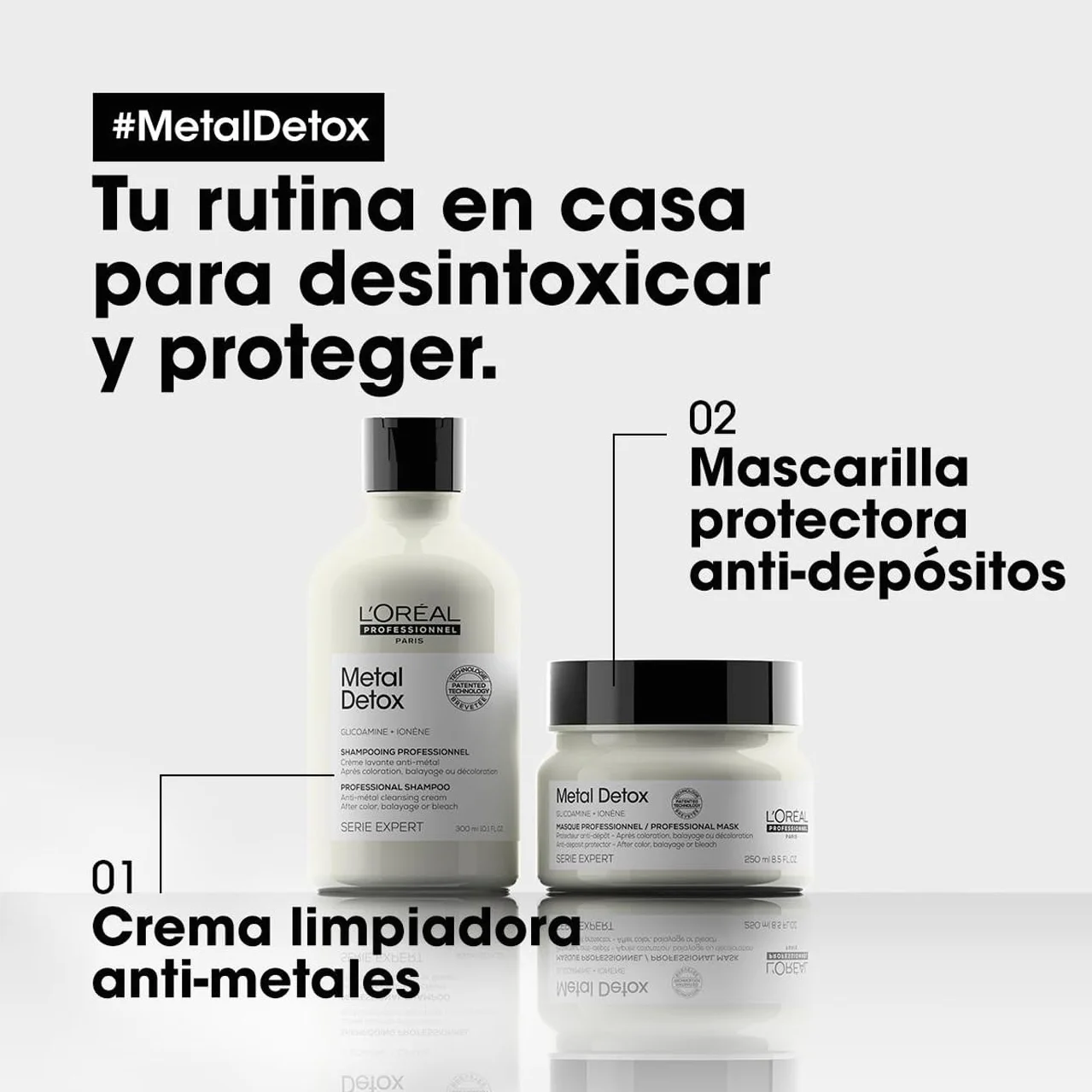 L'Oréal Professionnel Metal Detox Champú Sin Sulfatos 300 ml para Cabello Dañado