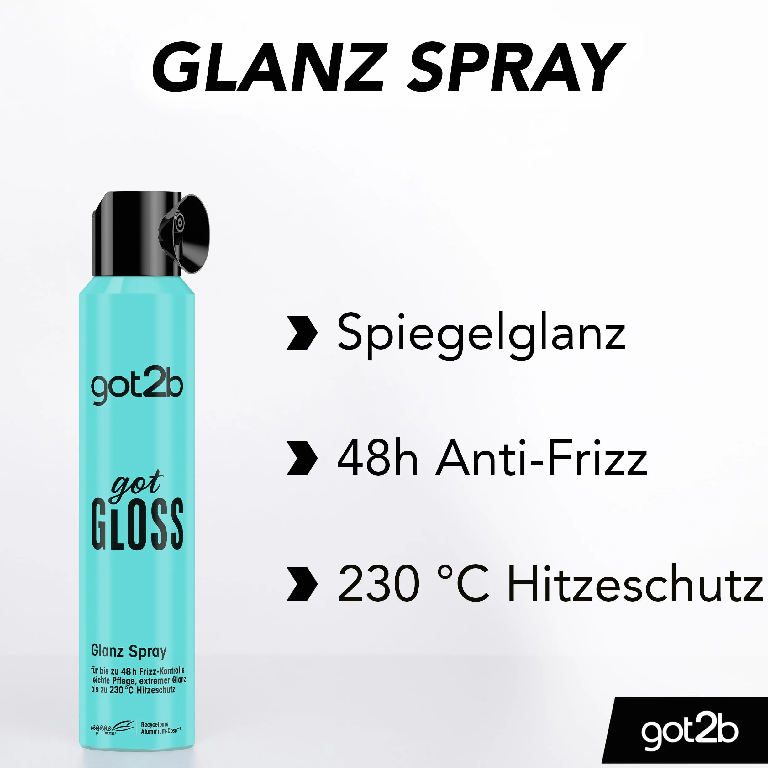 got2b gotGloss Brillo Spray 200 ml spray de brillo para el cabello 48 horas control encrespamiento protección térmica 230°C