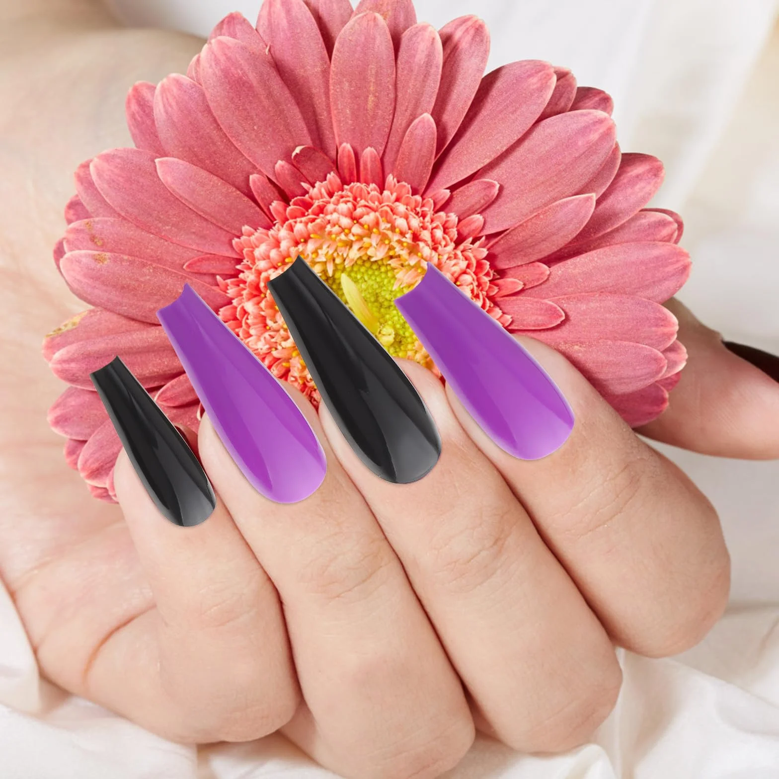 1 caja Uñas Postizas Largas Mate y Brillo Compartimentos Cubrimiento Total Accesorios para Arte de Uñas Fácil Aplicación y Diseño Sólido para DIY