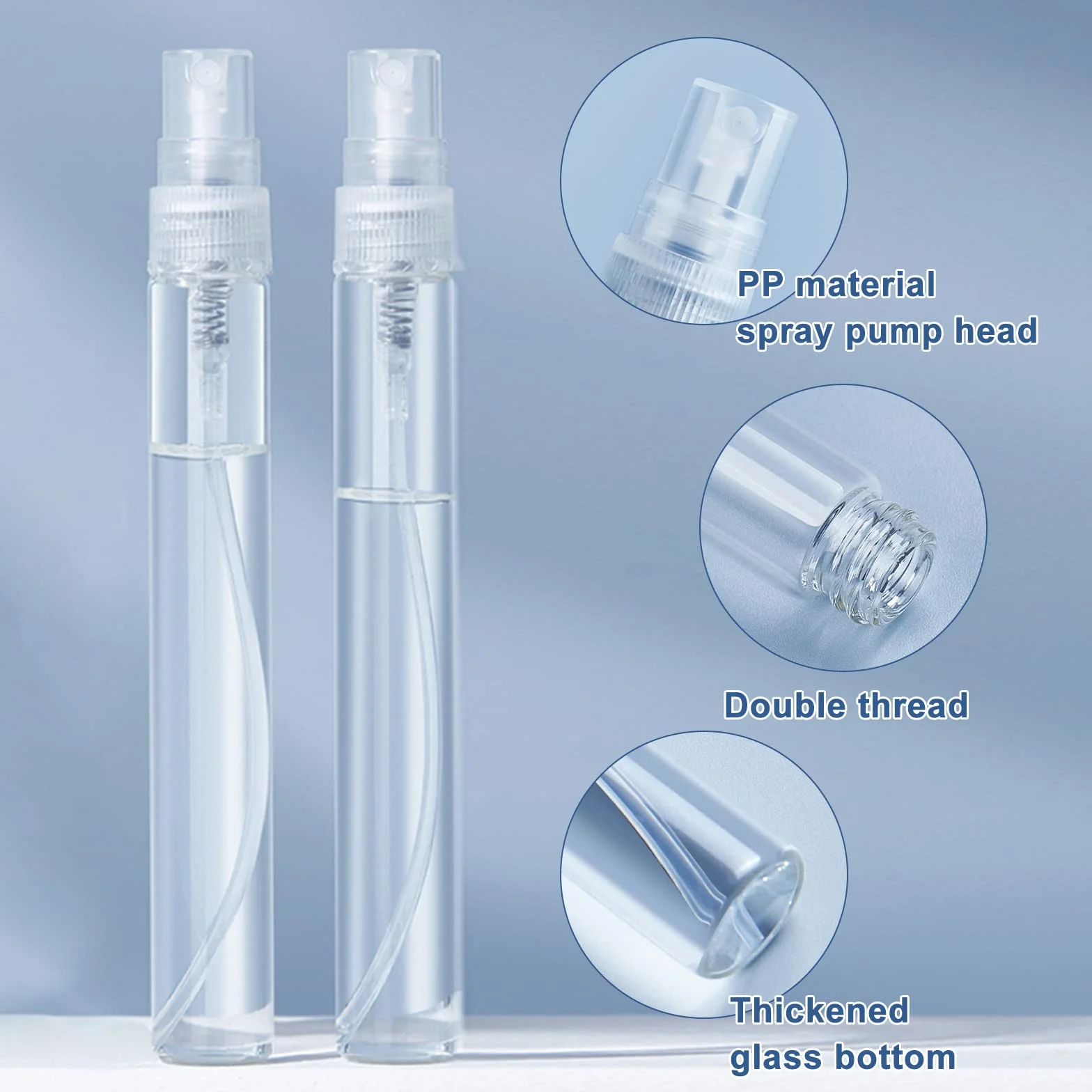 BENECREAT 25 Pack 10ml Botella Cristal Spray Vacía Aerosol Niebla Rellenable para Aceites Esenciales