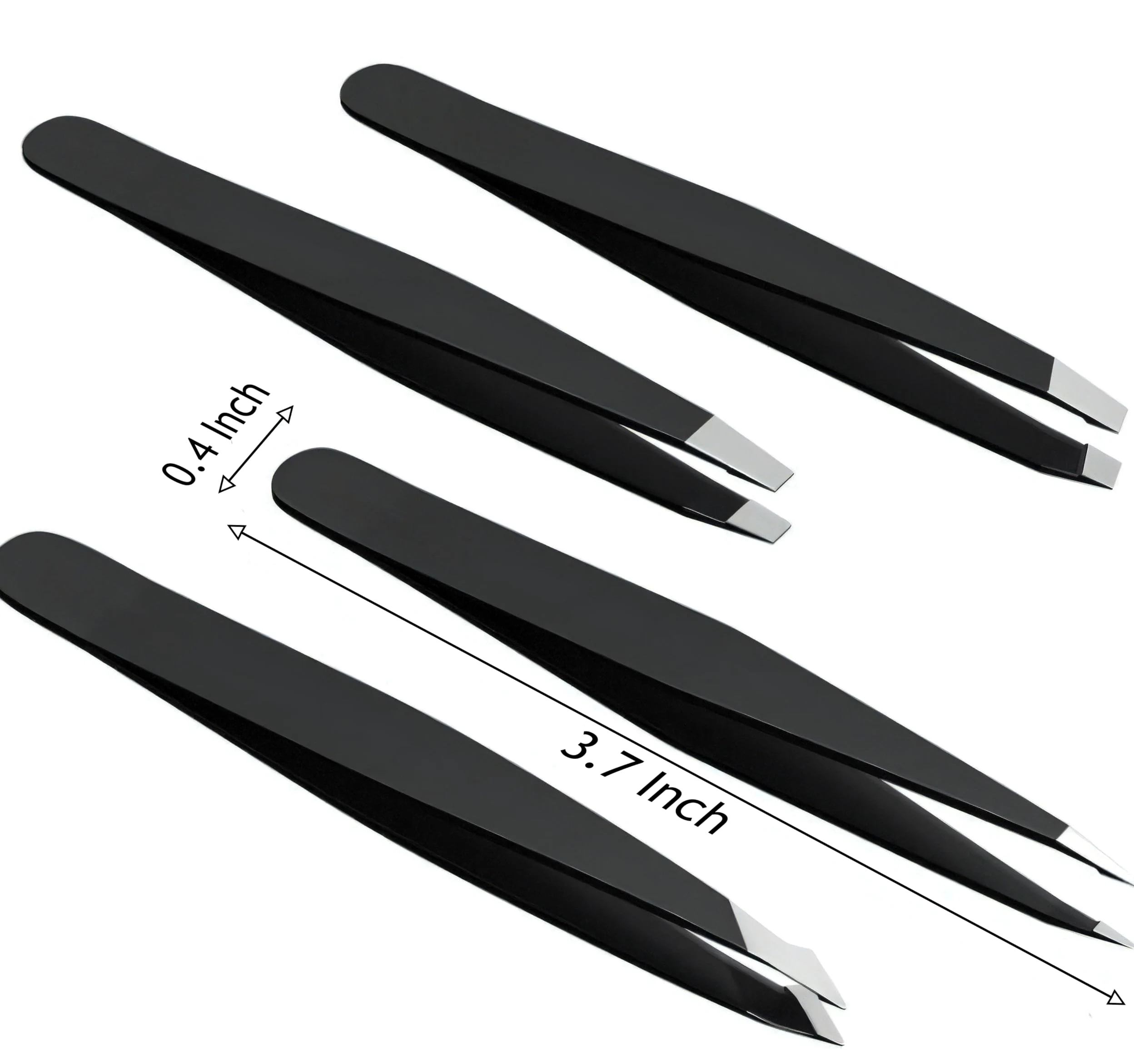 Juego de 4 pinzas, pinzas profesionales de acero inoxidable de alta calidad para hombres y mujeres, pinzas de precisión para depilación facial, barbilla y vello encarnado, incluye estuche de viaje