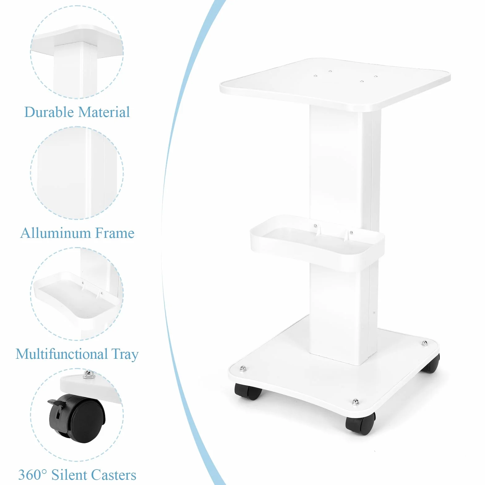 Carro de cosméticos con ruedas ABS 67x34x37.5 cm portátil Beauty Salon Trolley