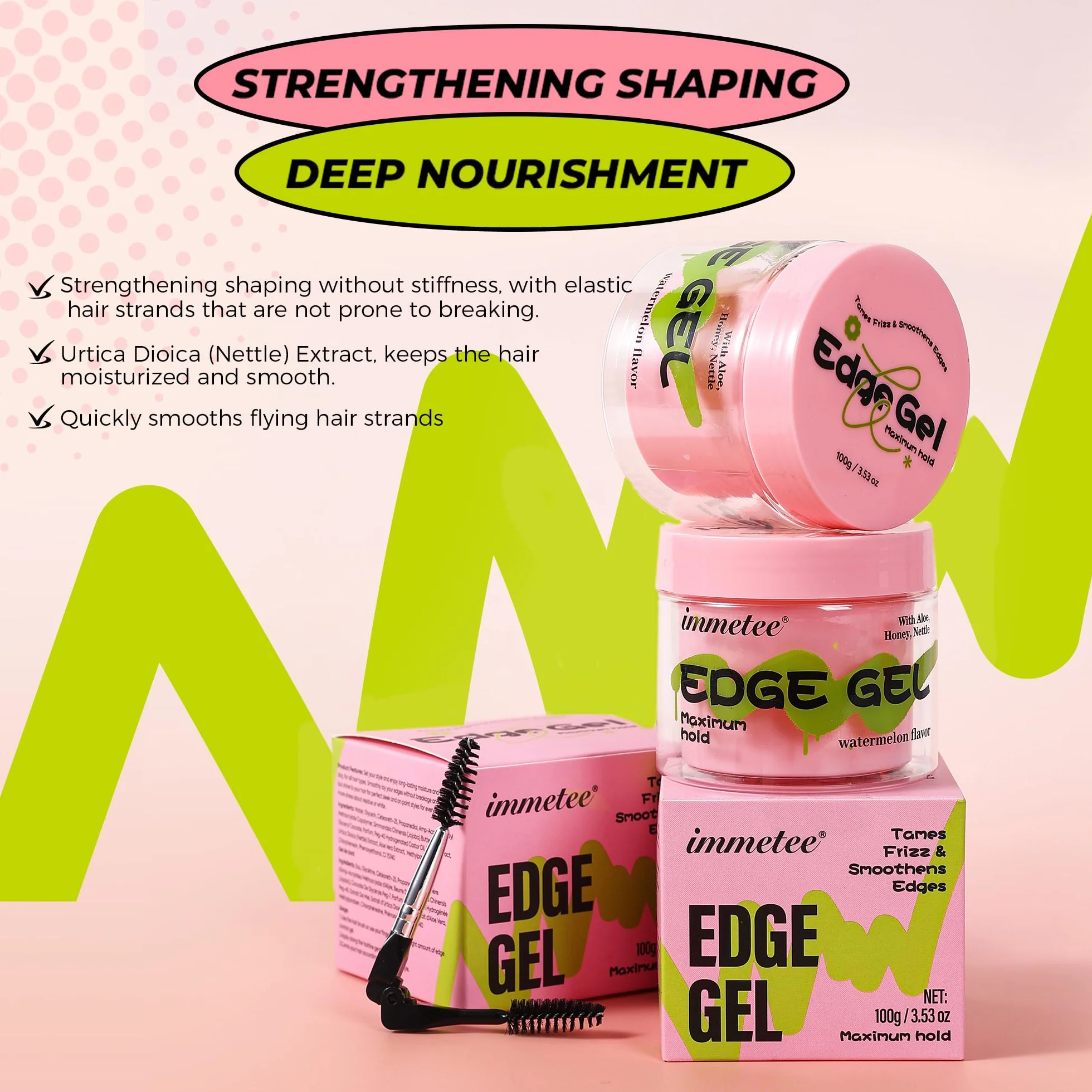 Immetee Edge Control Cabello Hair Gel Hidratante Gel 3 Pack