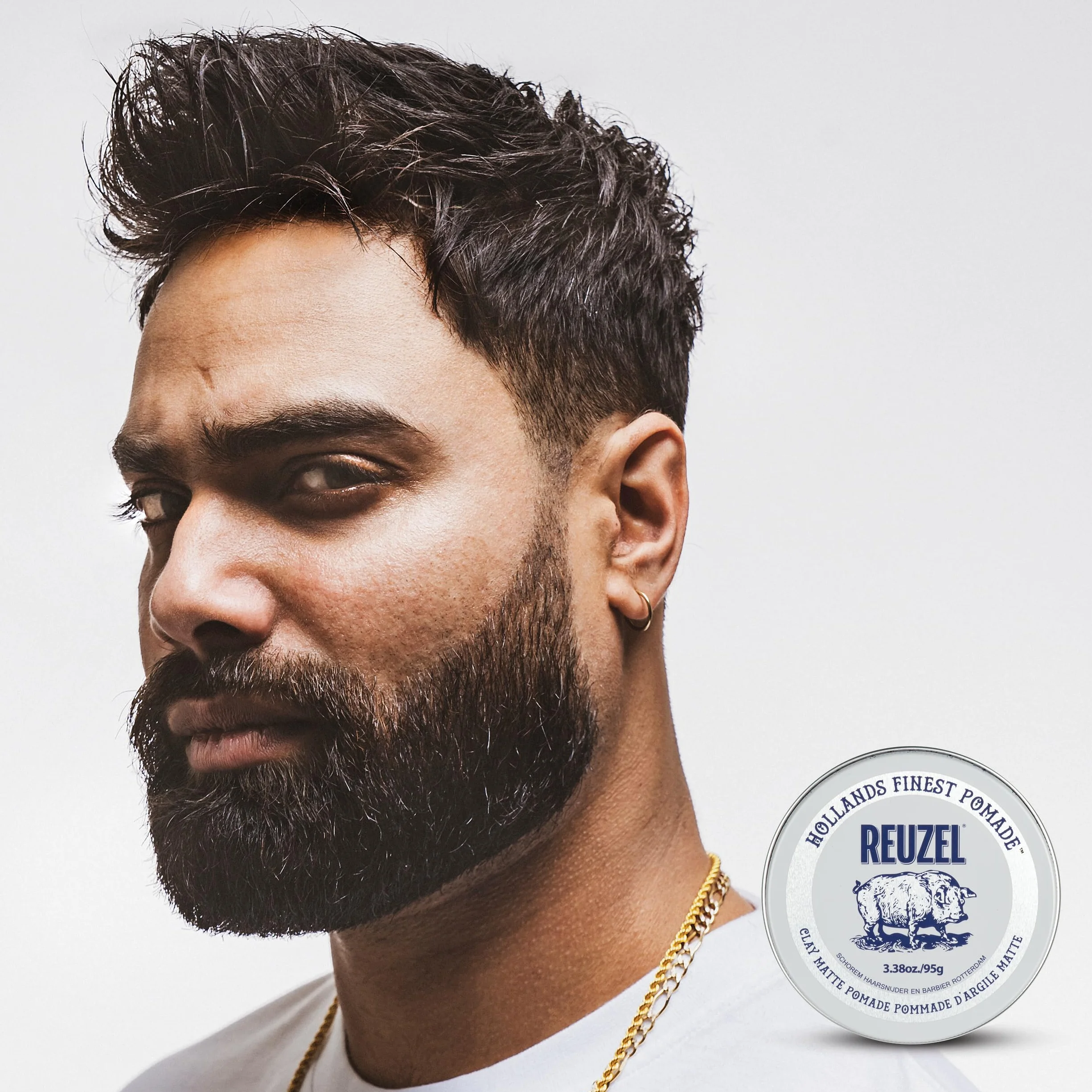 Reuzel Pomada de arcilla mate, fijación media, 3.38 oz/95g