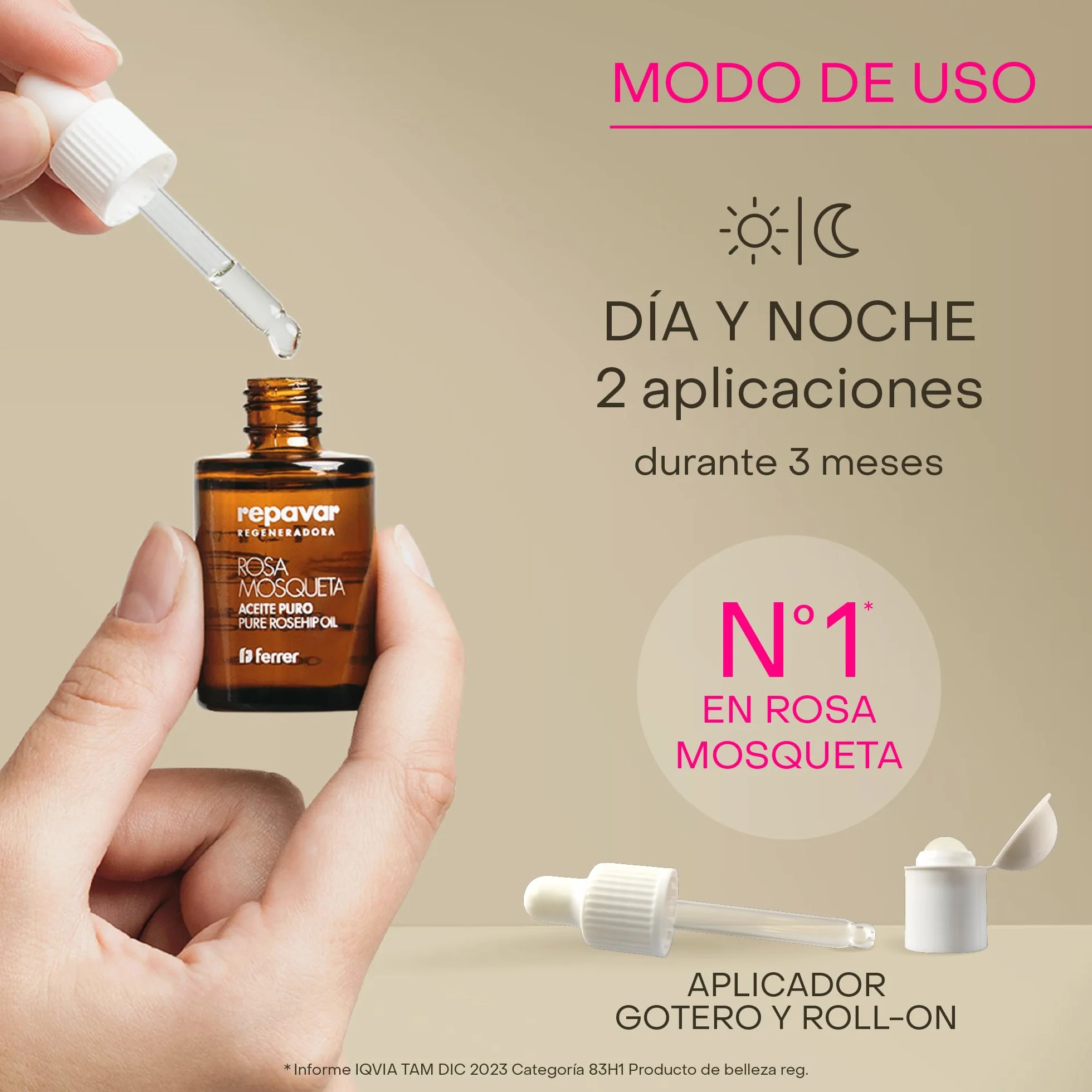 Repavar Aceite Rosa Mosqueta Puro 100% Primera Presión en Frío 15 ml