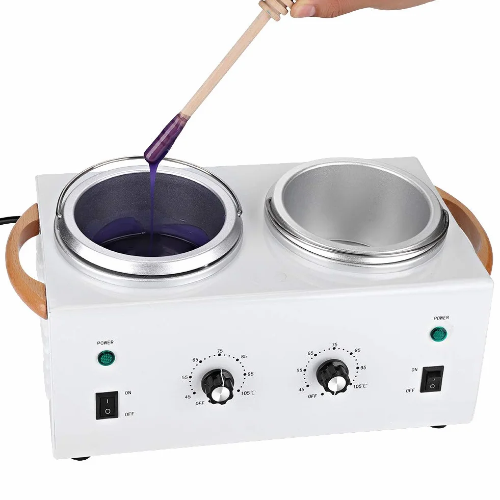 Calentador de Cera Eléctrico Caliente, Máquina de Fusión de Cera, Calentador de Cera de Parafina Caliente Calentador de Cera Depilatoria de Doble Olla Para Salón Depilación para Cera de Belleza