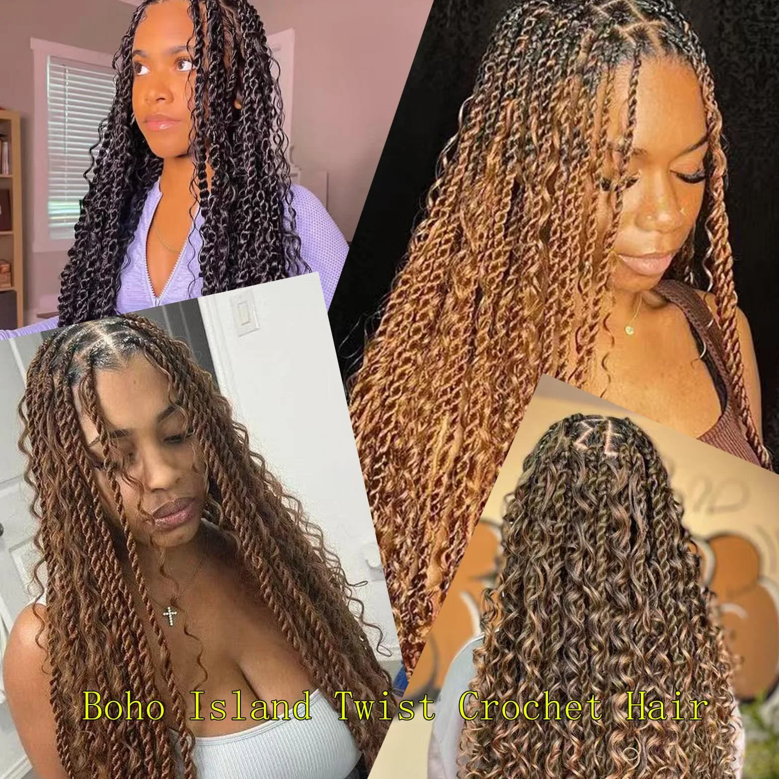 Goddess Boho Box Braids Crochet Hair 18 Inch 8 Packs Pre Looped Water Wave Hair Extension for Women