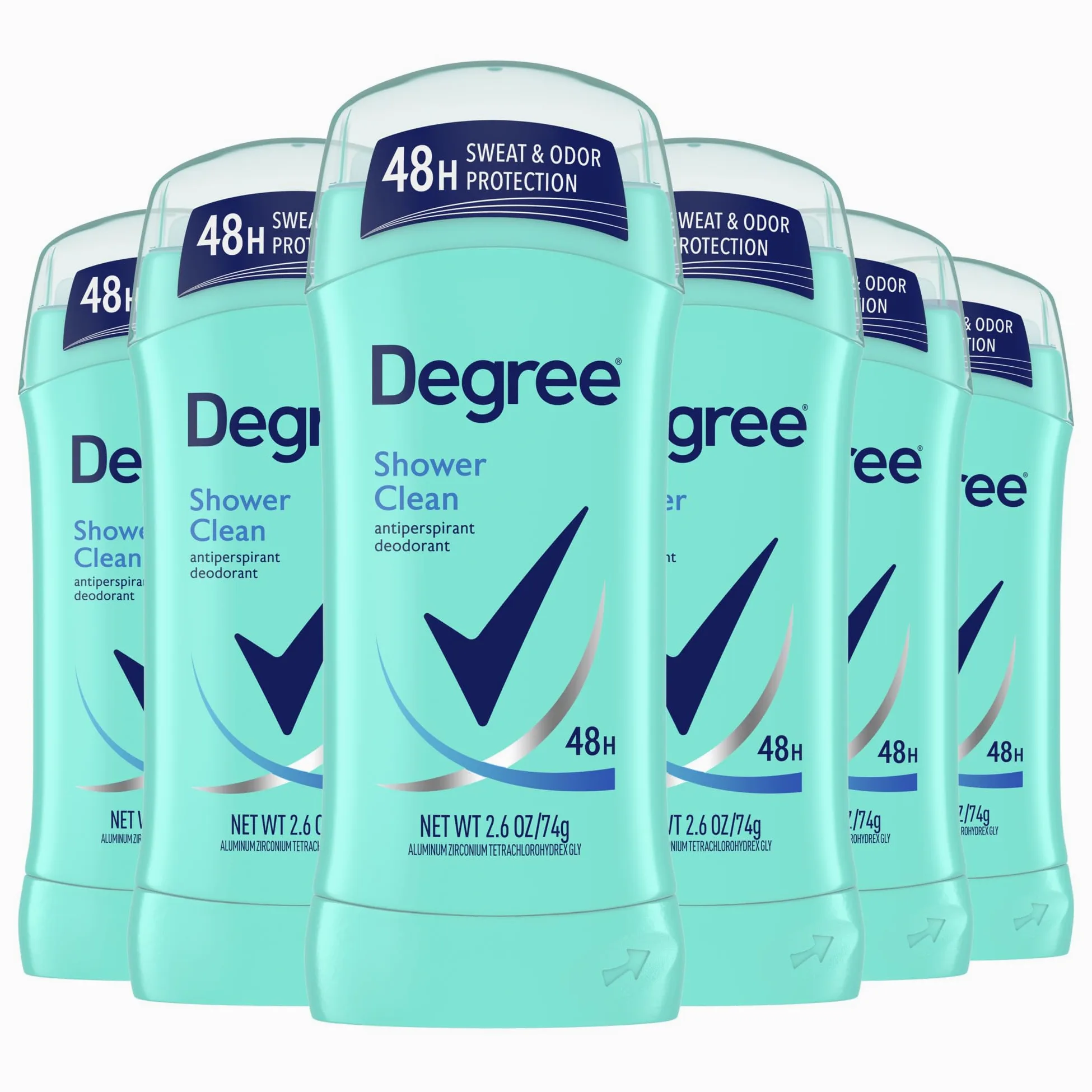 Degree - Desodorante de 2.6oz (77ml) para mujer, aroma limpio como una ducha (6 unidades)