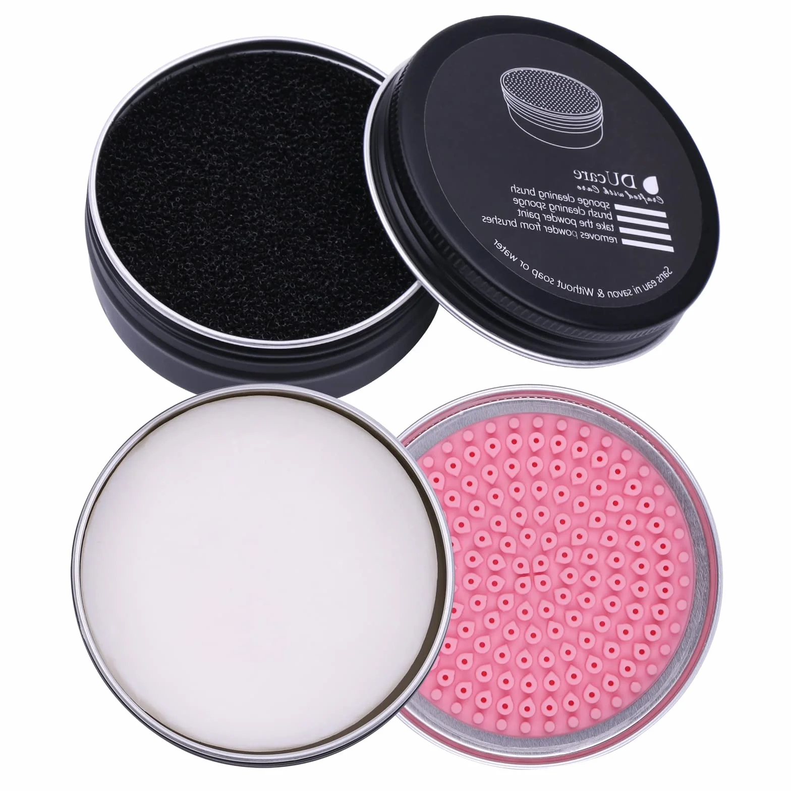 DUcare limpiador de brochas de maquillaje 2 piezas jabón 60g esponja eliminación color almohadilla silicona